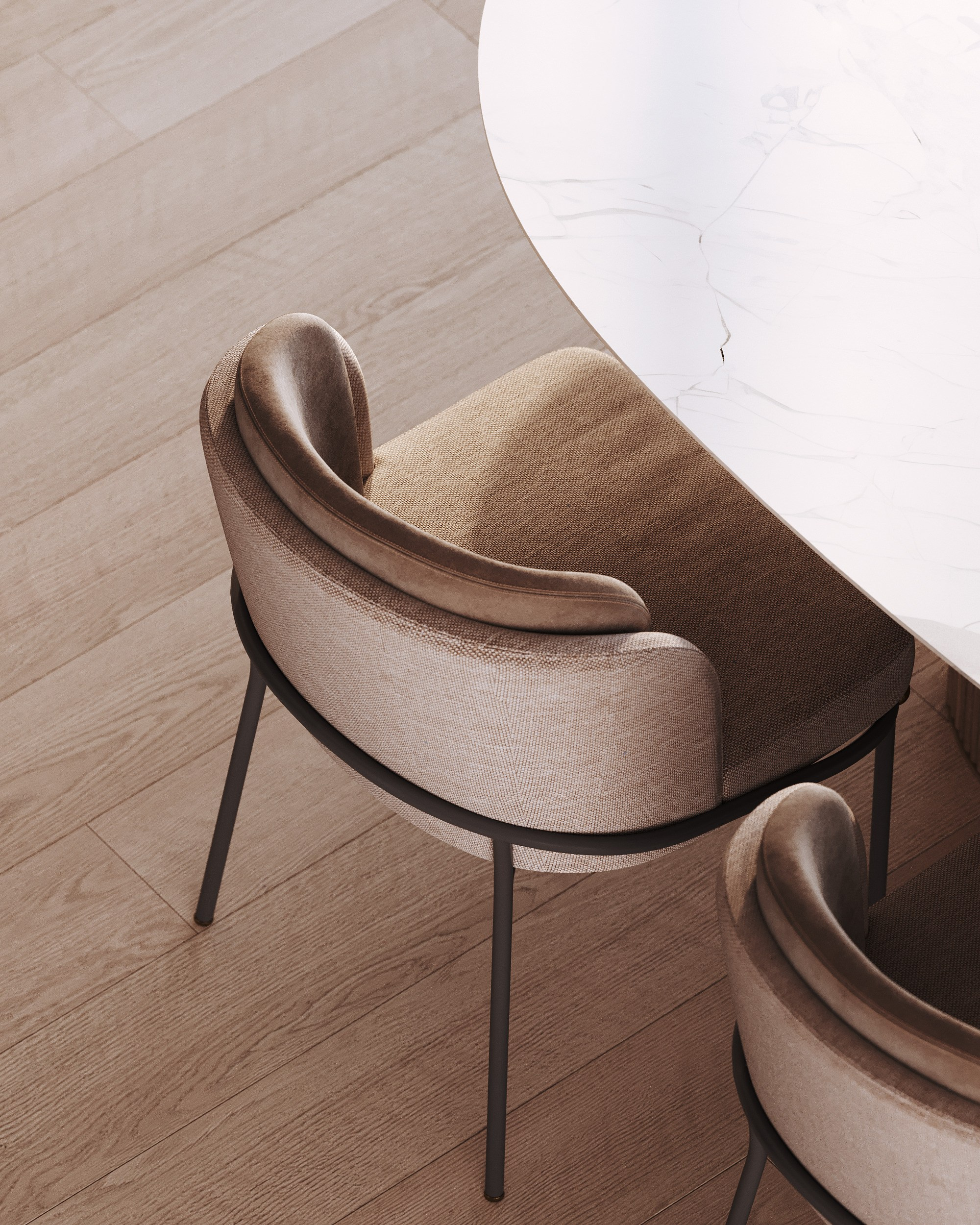 визуализация кухни - гостиной в минималистичном современном  стиле