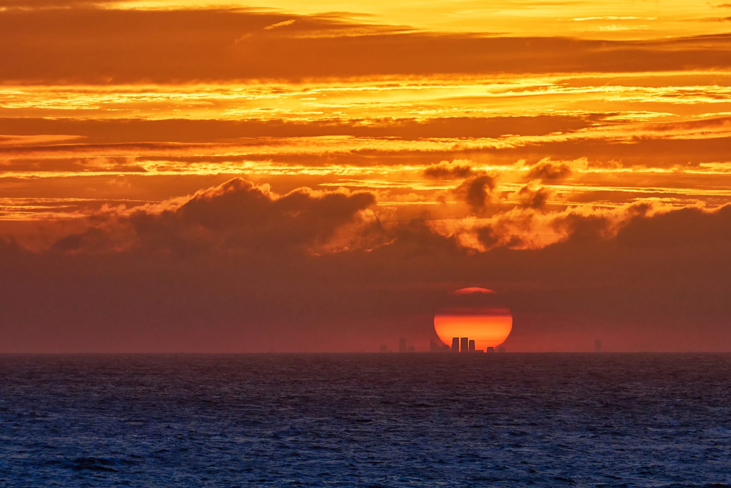 Закат, рассвет, облака, океан, море
