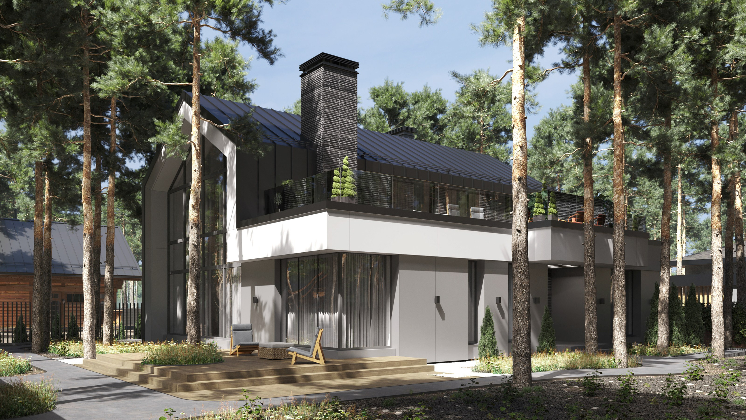 Визуализация дома в сосновом бору КП Орел. Архитектор-дизайнер в Казани
