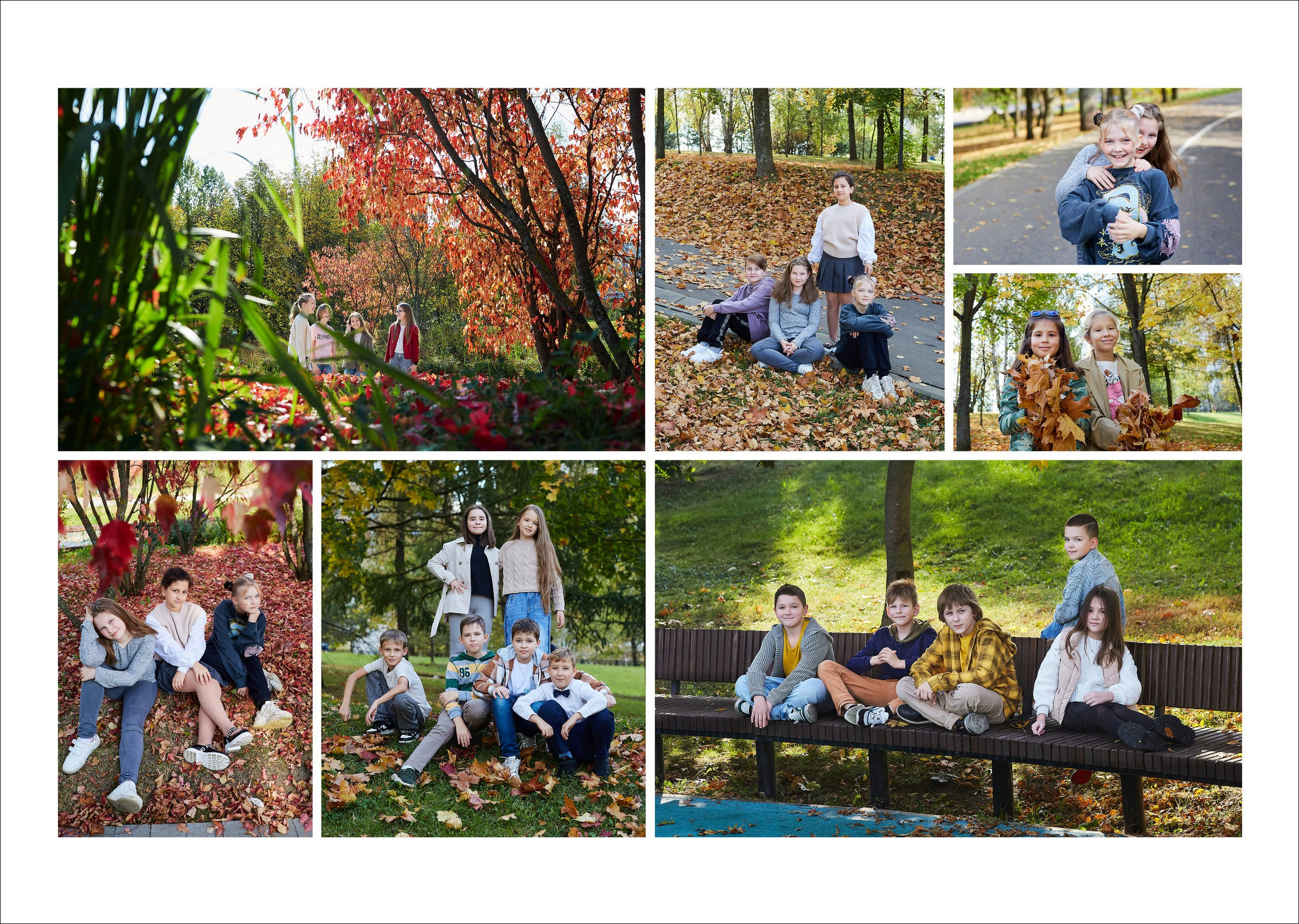 Выпускной альбом для 4 класса с осенней съемкой на улице. Школьный фотограф Сергей Беликов