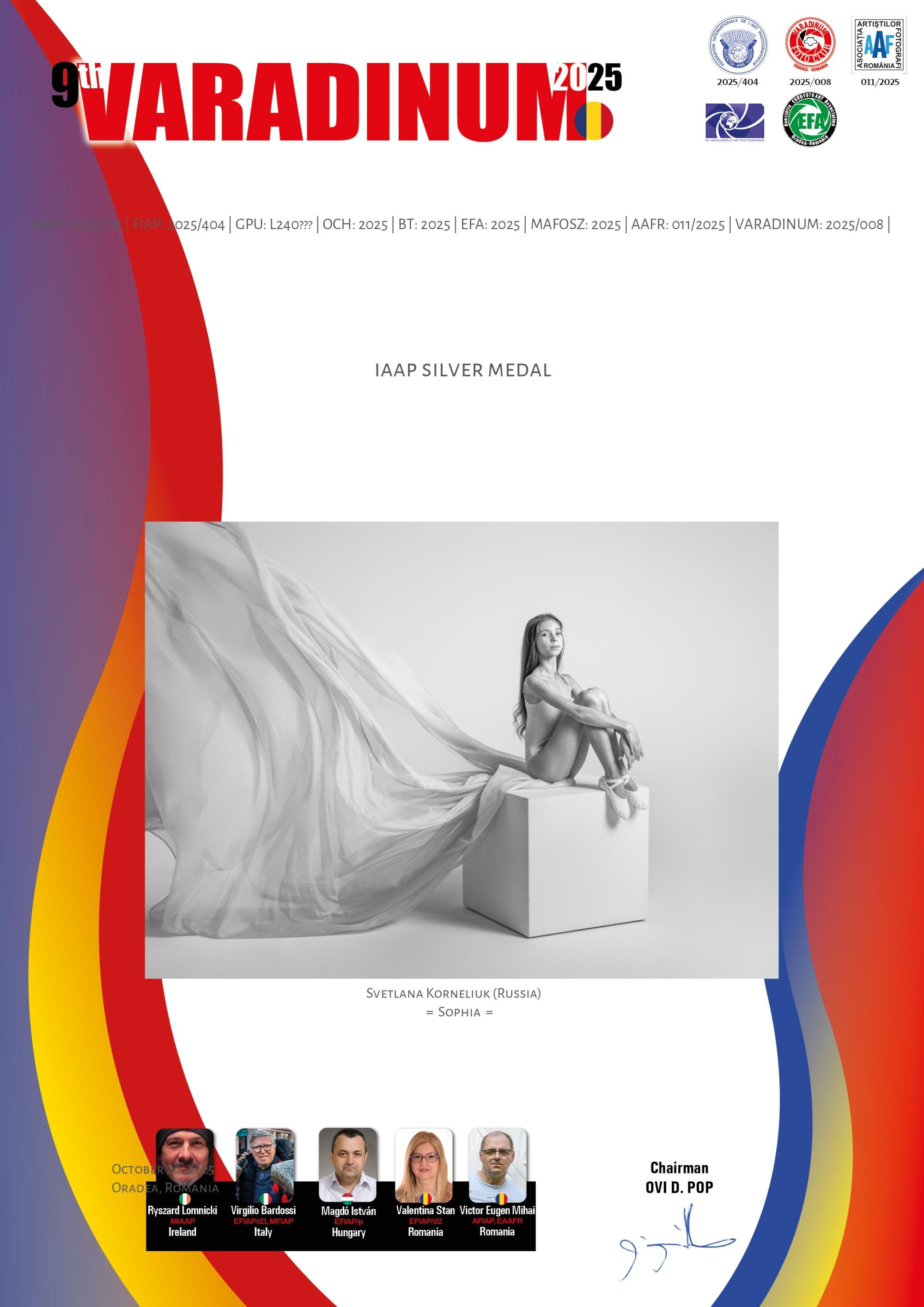 IAAP silver medal certificate ballet photo shoot photographer Svetlana Korneliuk