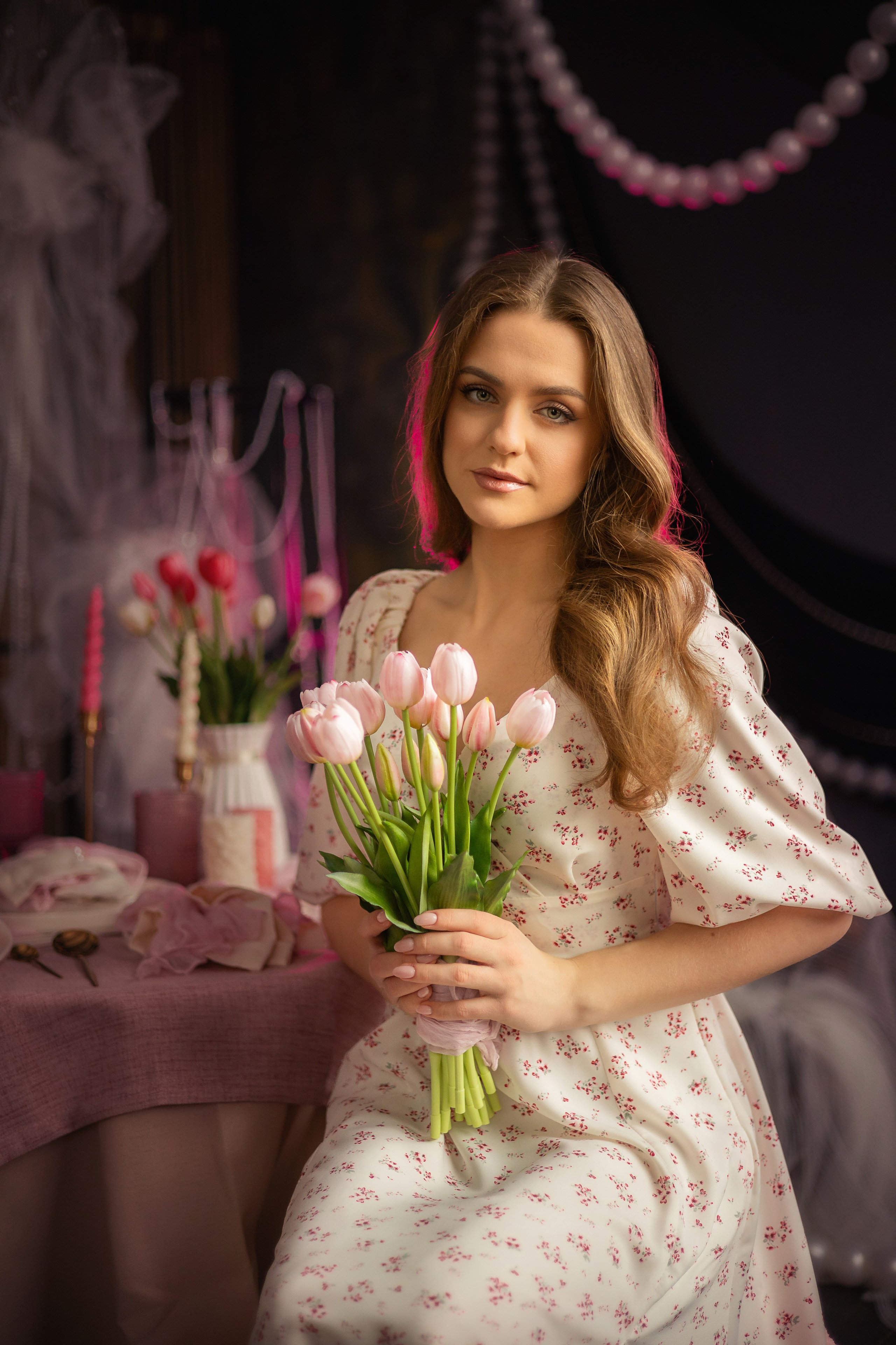 Весенний женский портрет в студии. Фотограф Ульянкина Мария