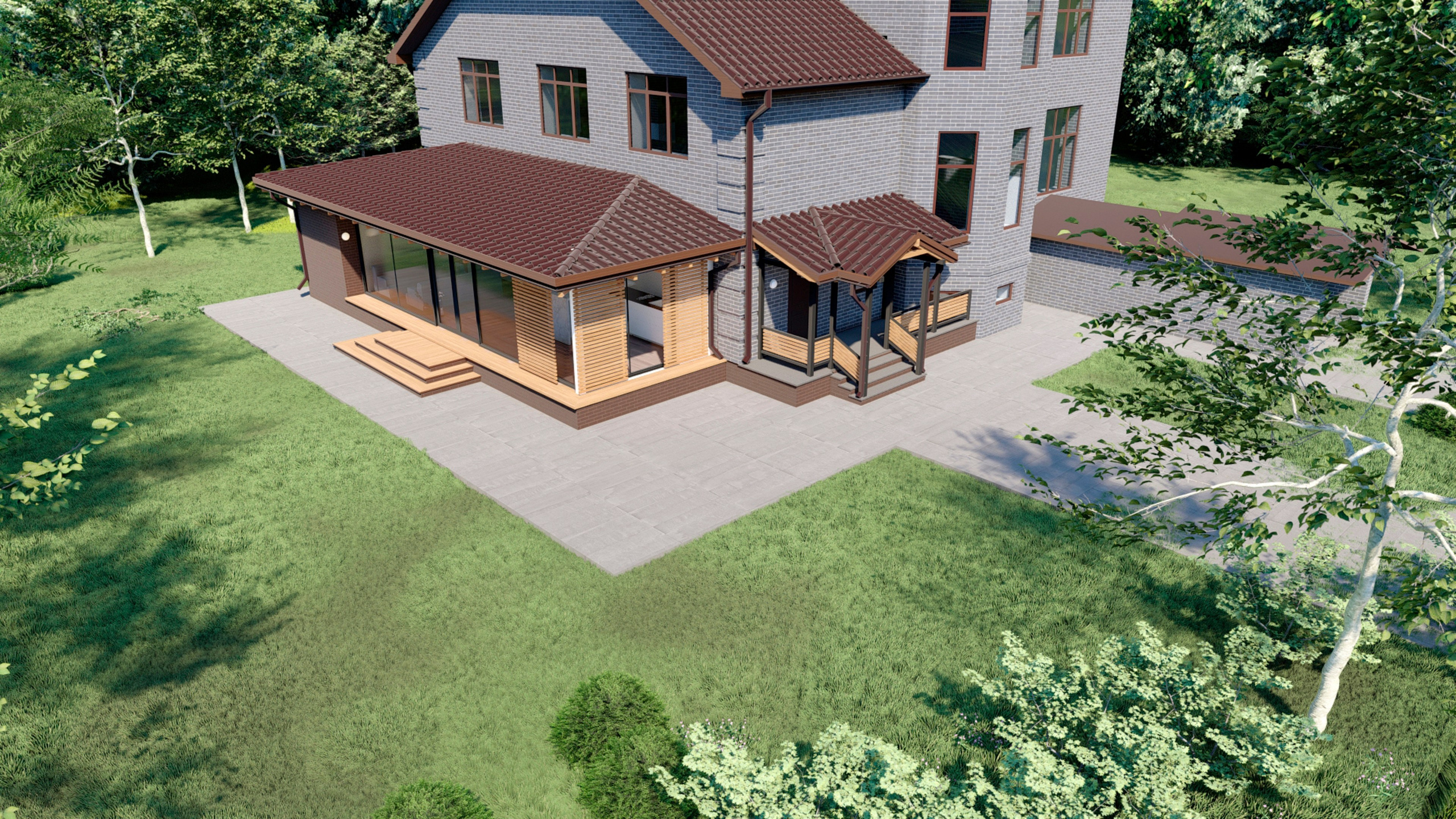 Реконструкция крыльца и пристройки. Эскизный проект. RASEN DESIGN. Архитектурные проекты зданий, интерьеров и благоустройства