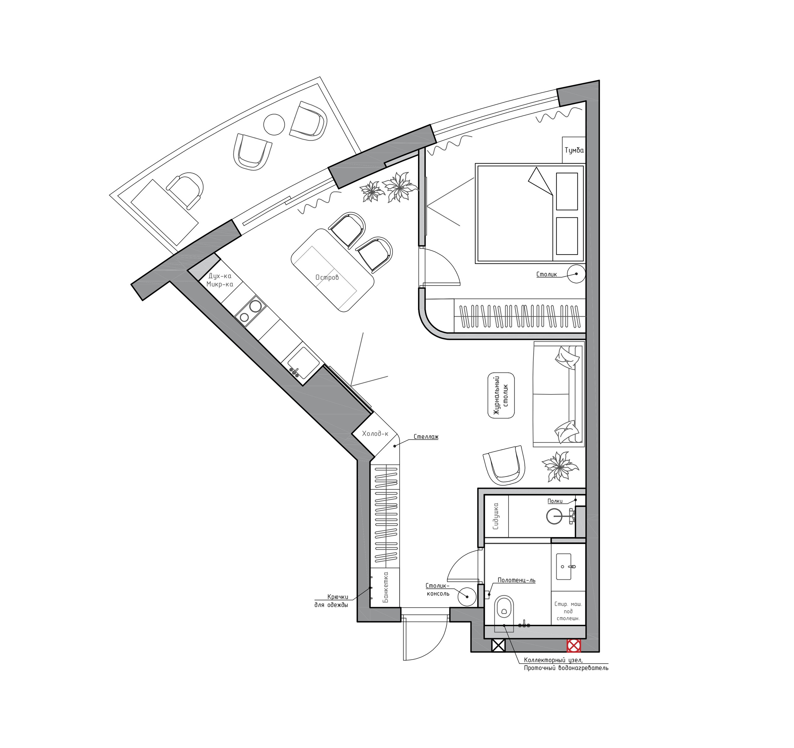 Квартира по ул. Гастелло 54.5 м². Дизайнер интерьера квартир и частных домов в Казани