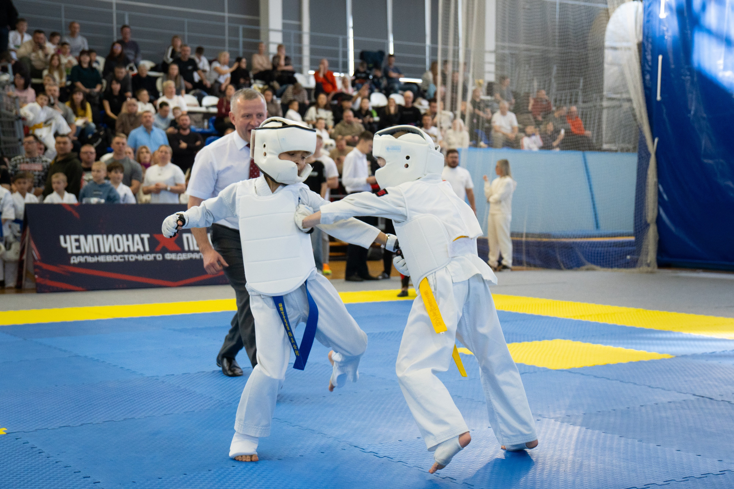 Фиксация удара ногой на турнире по тхэквондо — репортажная съёмка Дмитрия Дергачёва в Хабаровске
