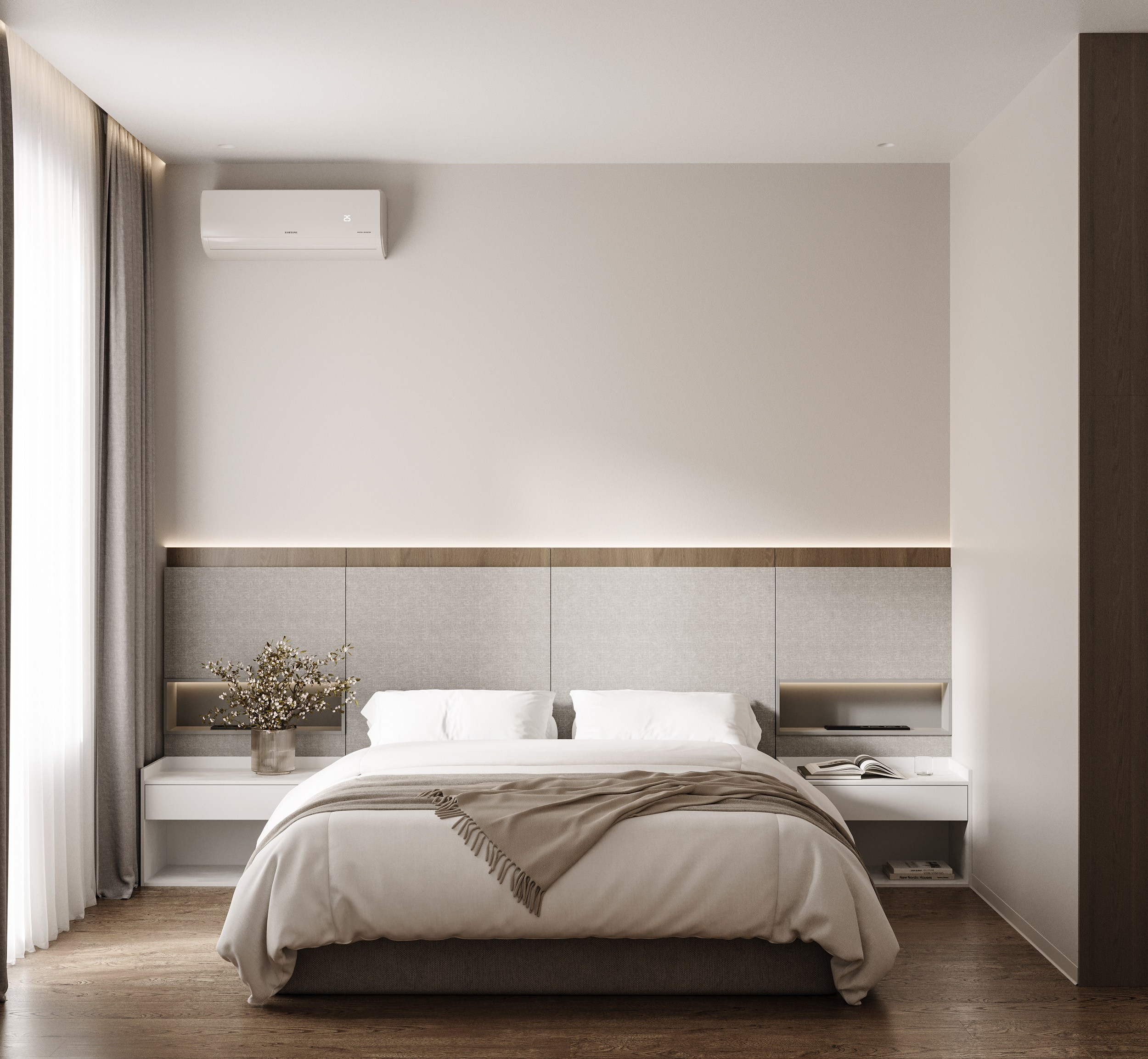 3д визуализация мастер спальни в современном стиле 