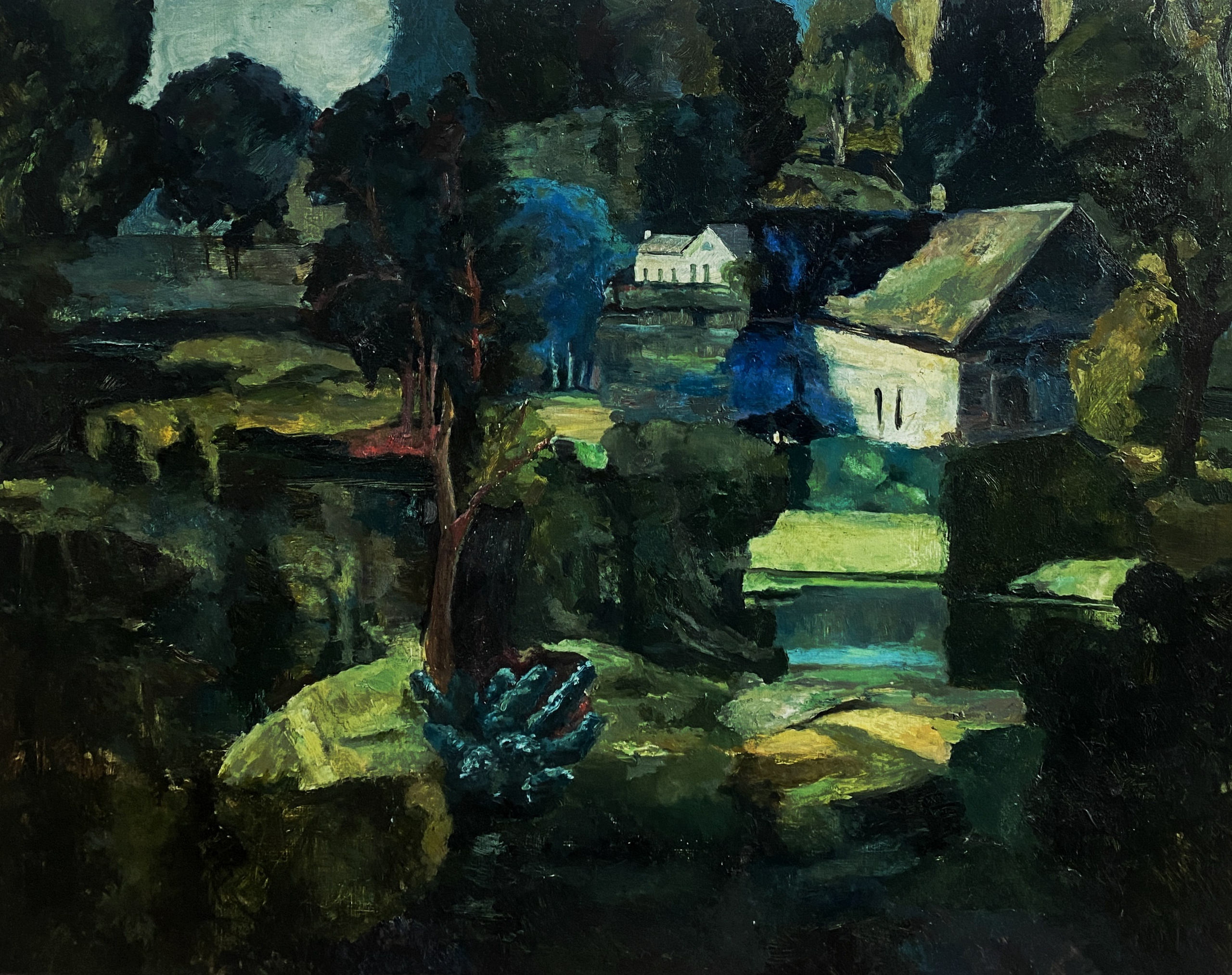 "Посвящение Крымову. Коллаж 1" 110Х90 см. Холст/масло, 2018 Живопись, Масло, Крымов, Импрессионизм, Темный, Зеленый