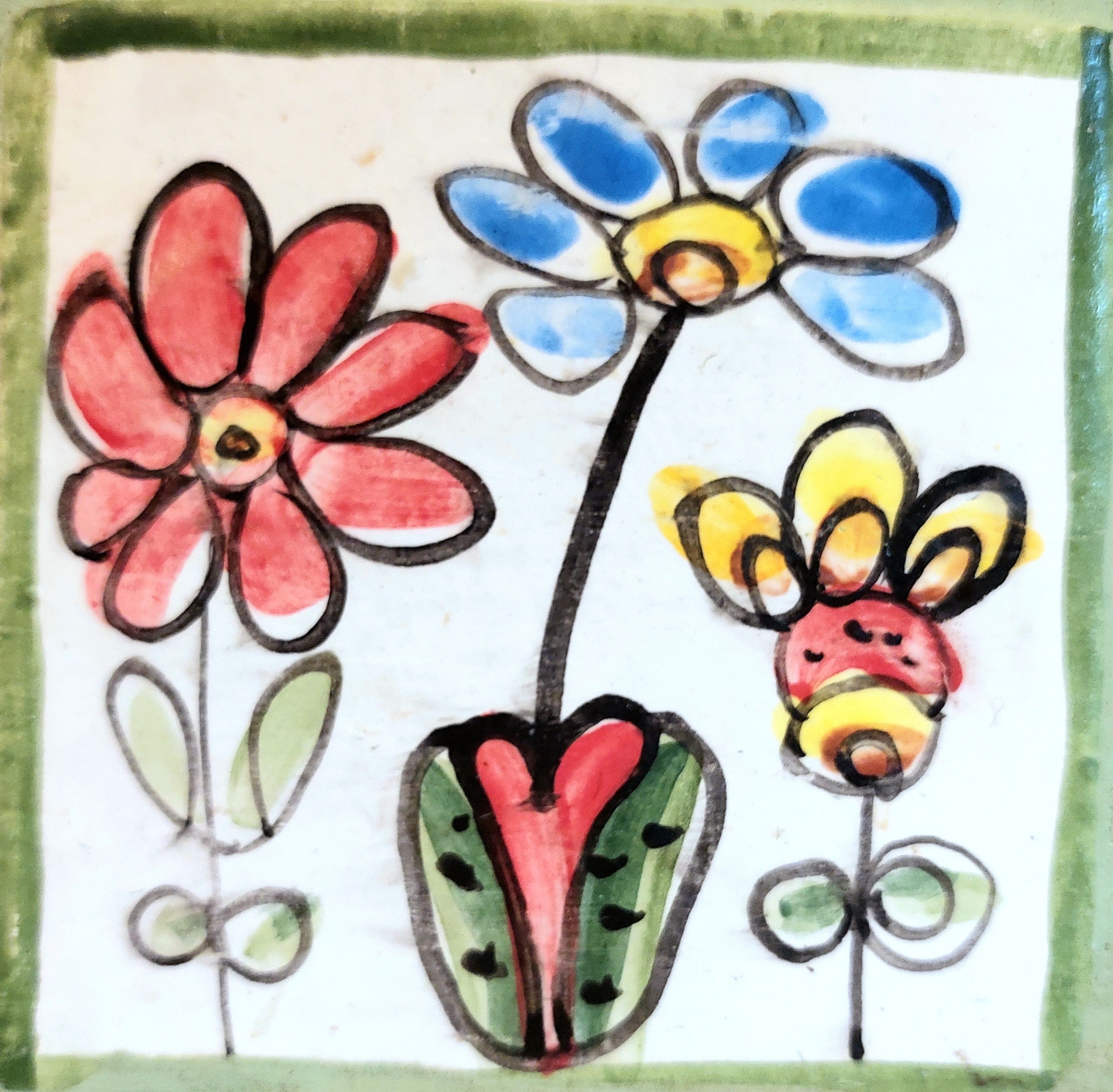 Много плиток-цветочков. Керамика с историей. Елена Рогалёва