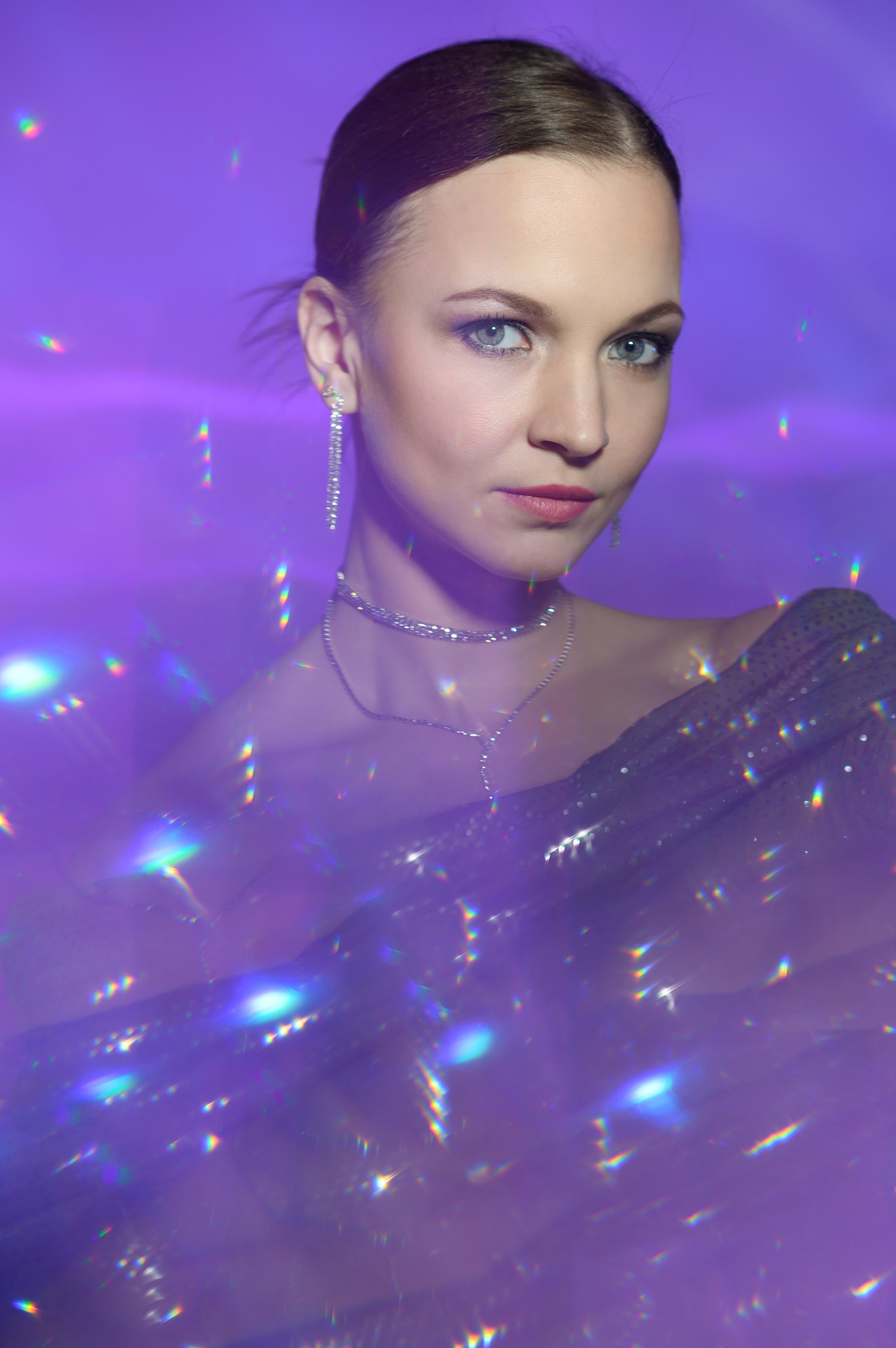 Портретная фотосессия со стеклянным кристаллом