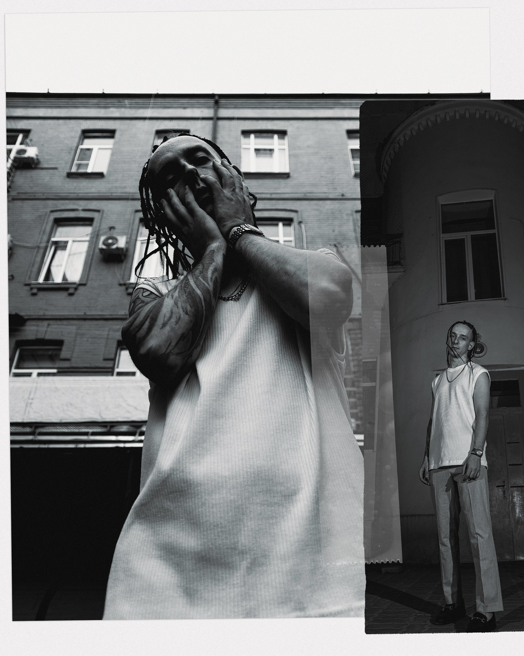 Чёрно белый мужской портрет с эмоциями