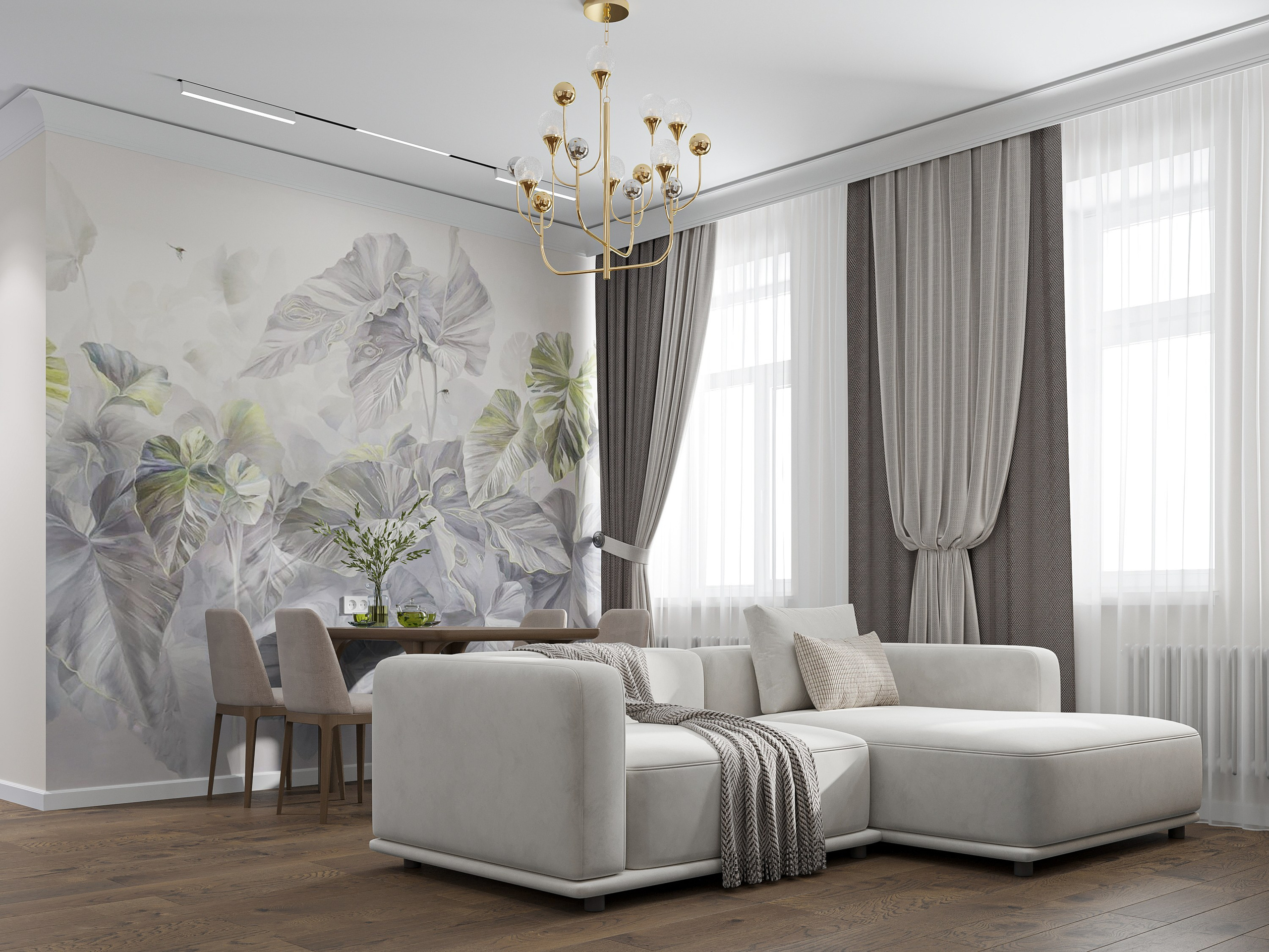 Кухня-гостиная в 3х комнатной квартире. Дизайн-проект Санкт-Петербург