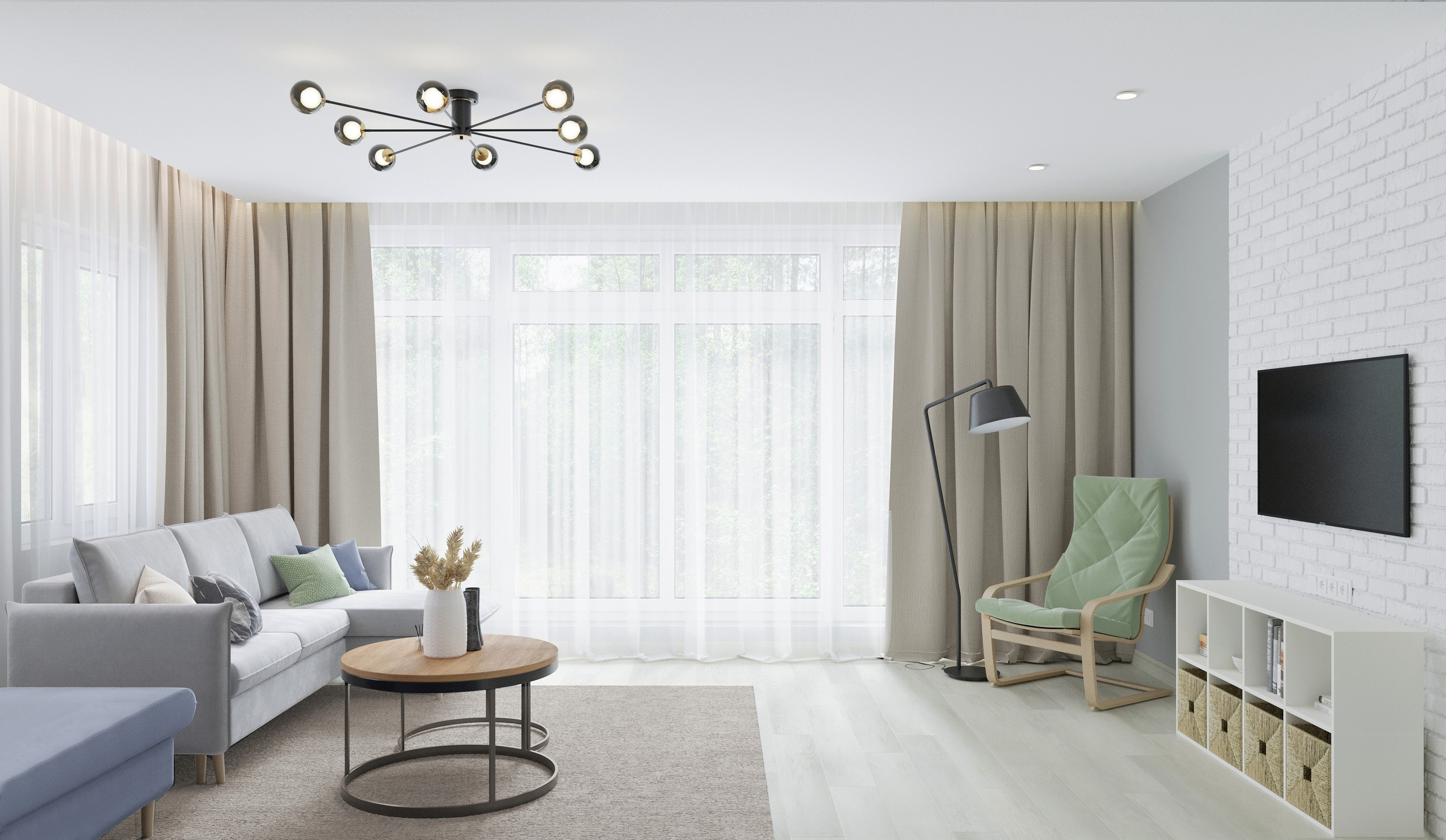 Кухня-гостиная в скандинавском стиле. Дизайн интерьера / Дизайн-проект / Лебедь Юлия