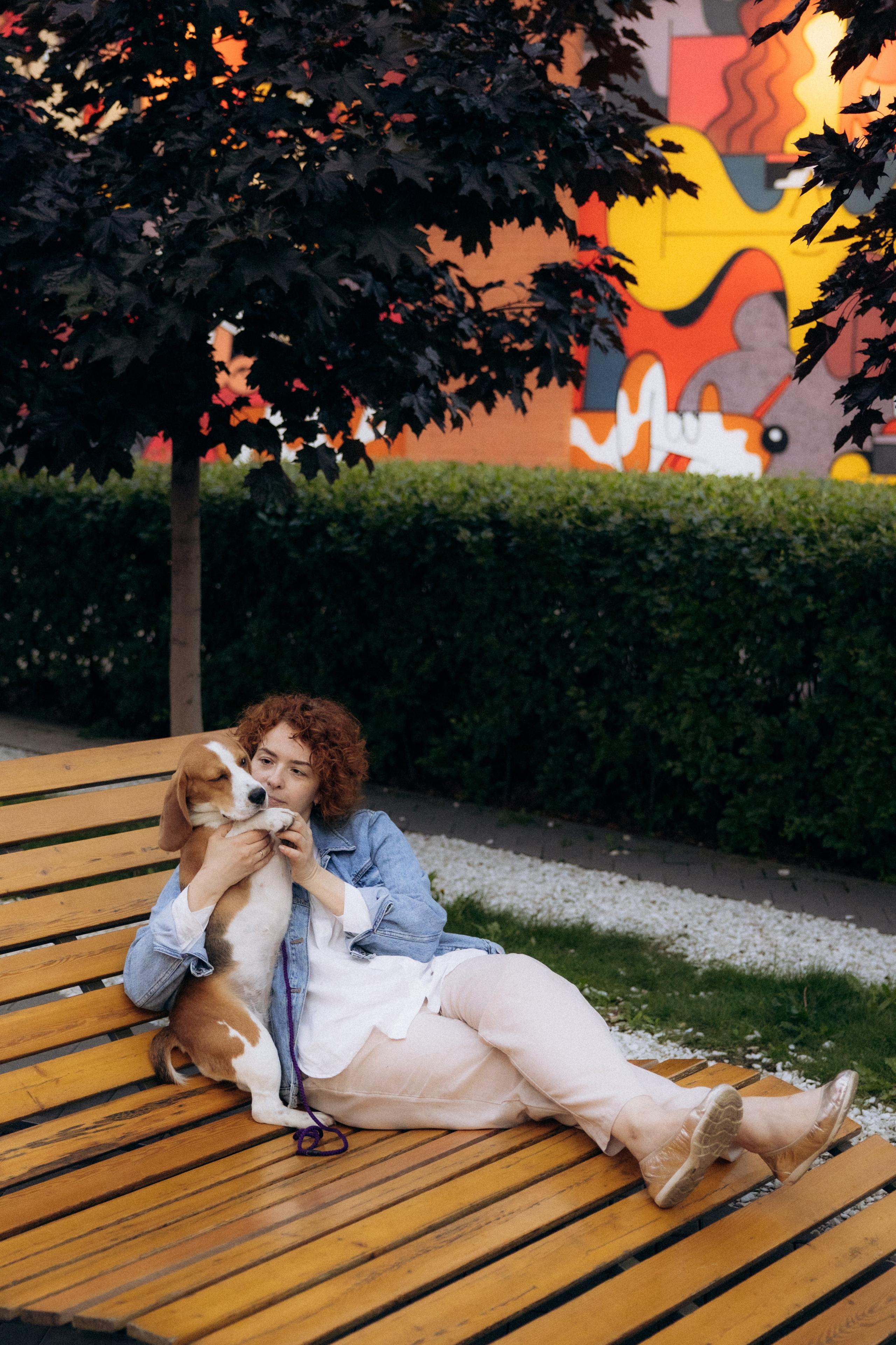 Анна и Рэна. Рассвет в Москве. Фотограф анималист в Казани Алина Сулейманова. Фотограф животных