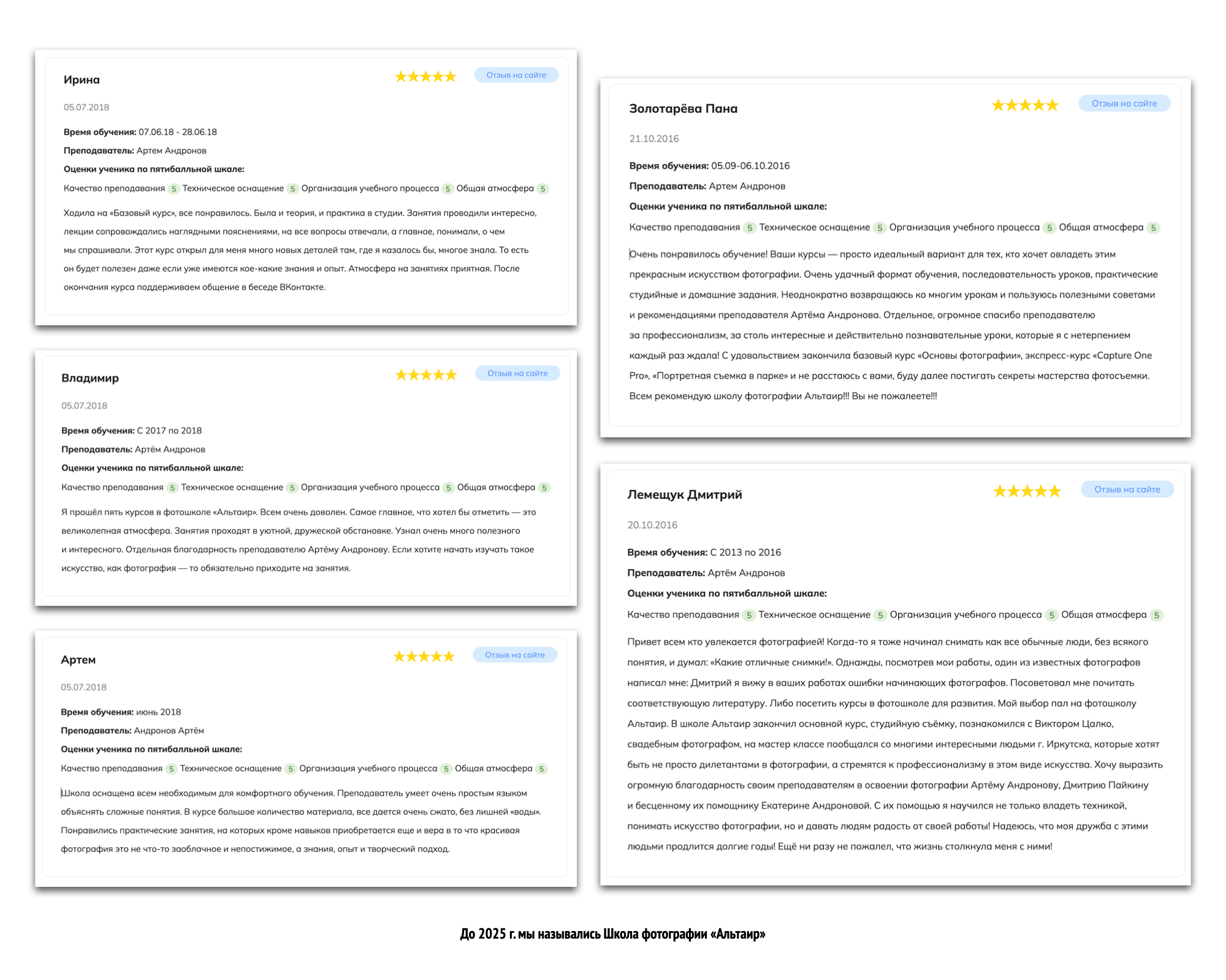 Отзывы об обучении на курсах Школы Андронова