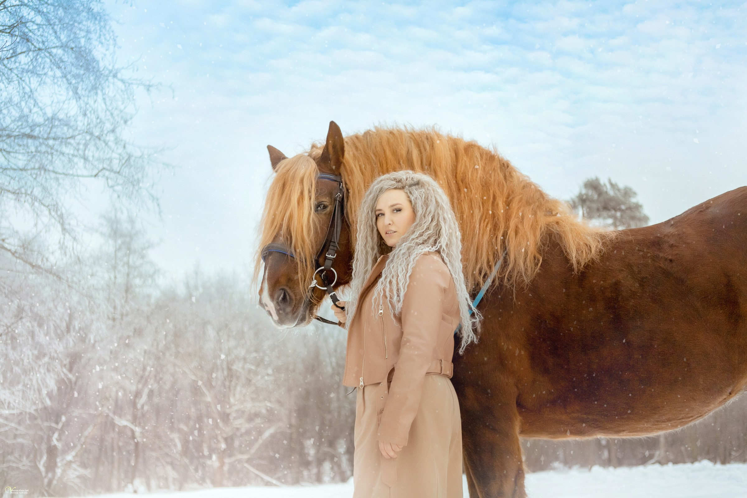 Фотосессии с лошадьми зимой. Фотограф женский и мужской портрет Санкт-Петербург