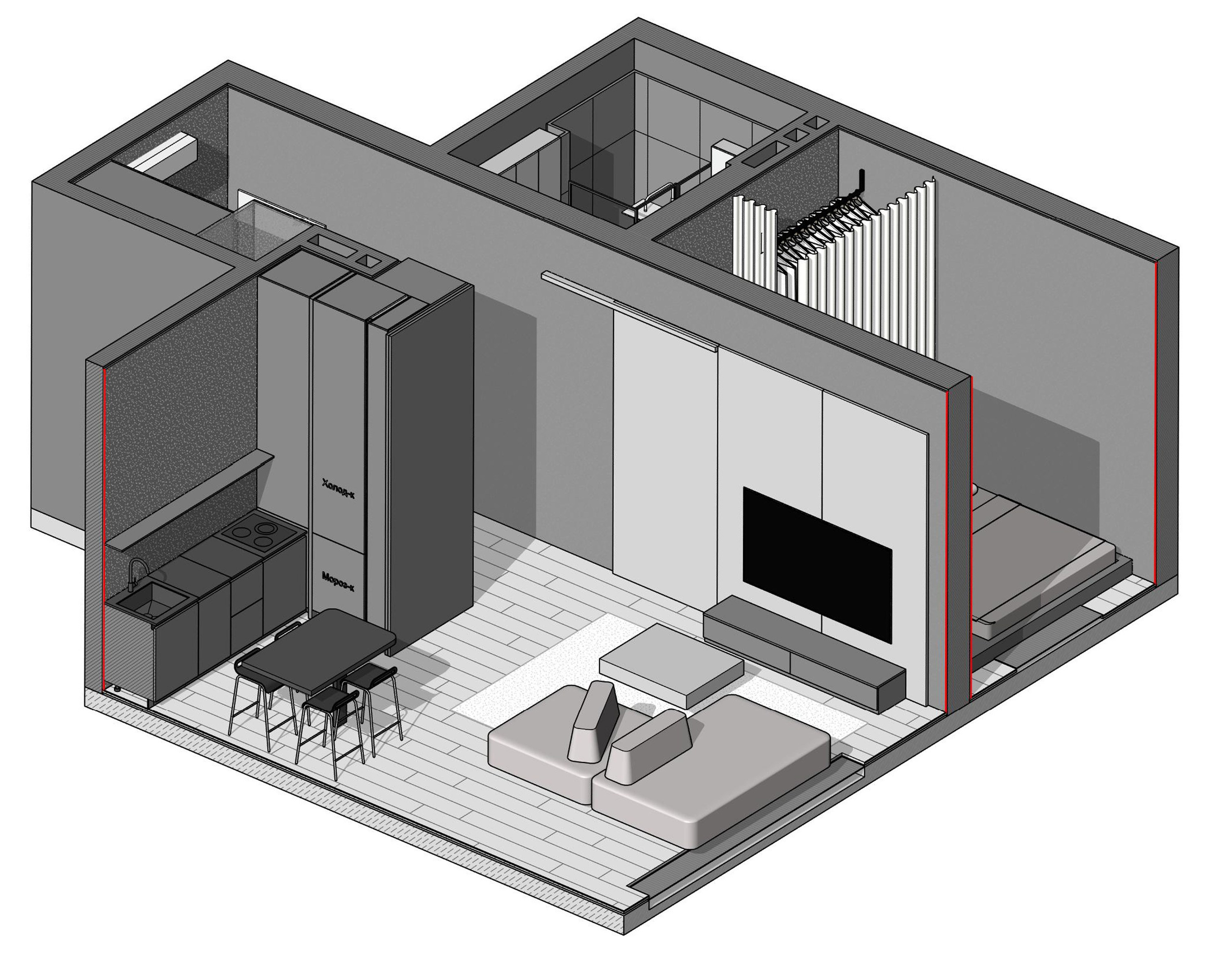 Квартира ЖК Премиум Парк г. Владивосток. Архитектурно-дизайнерское бюро ROOMS