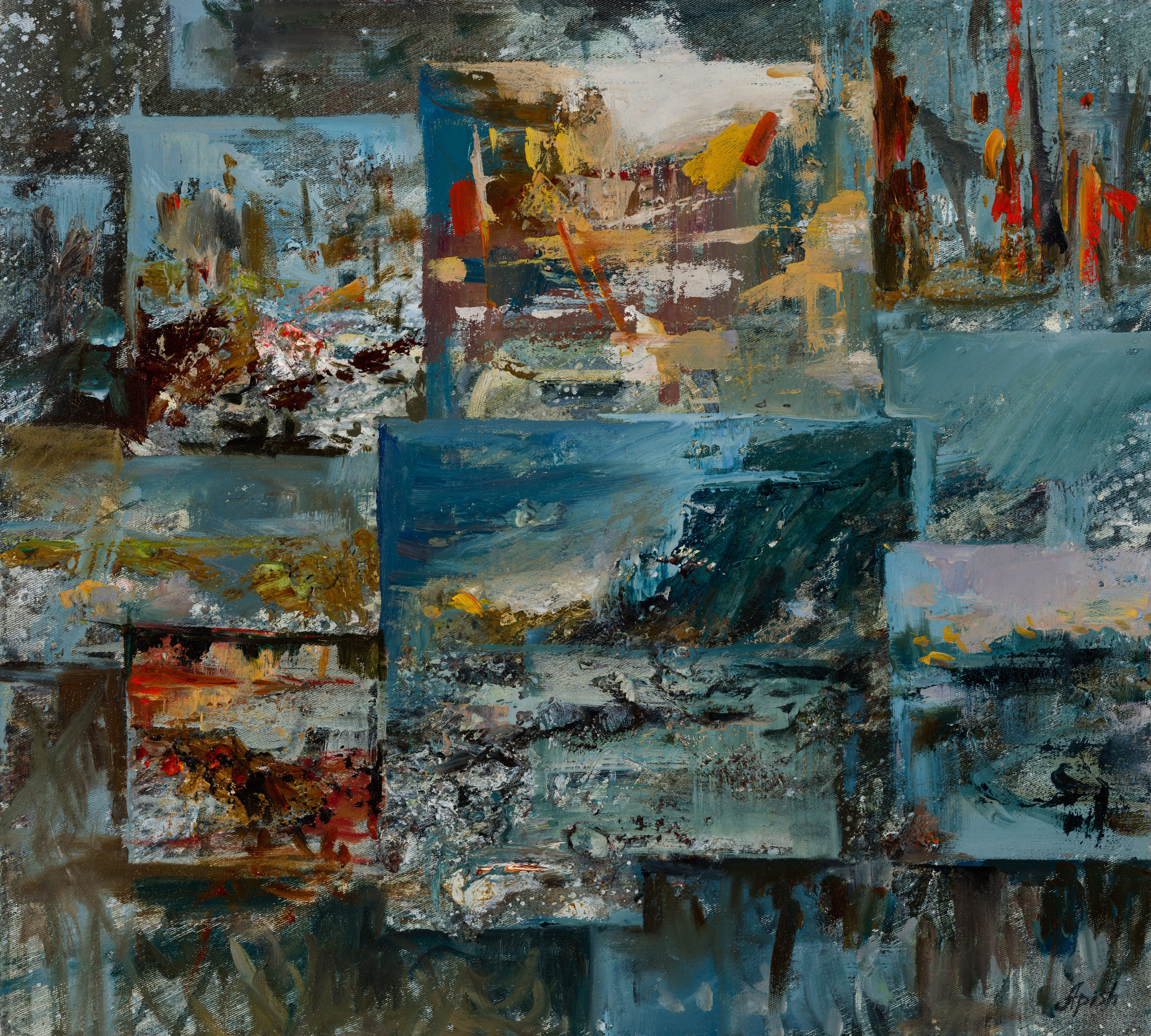 «Лоскуты воспоминаний 8» - художник Алексей Апиш (холст, масло, 45x50 см, 2025)