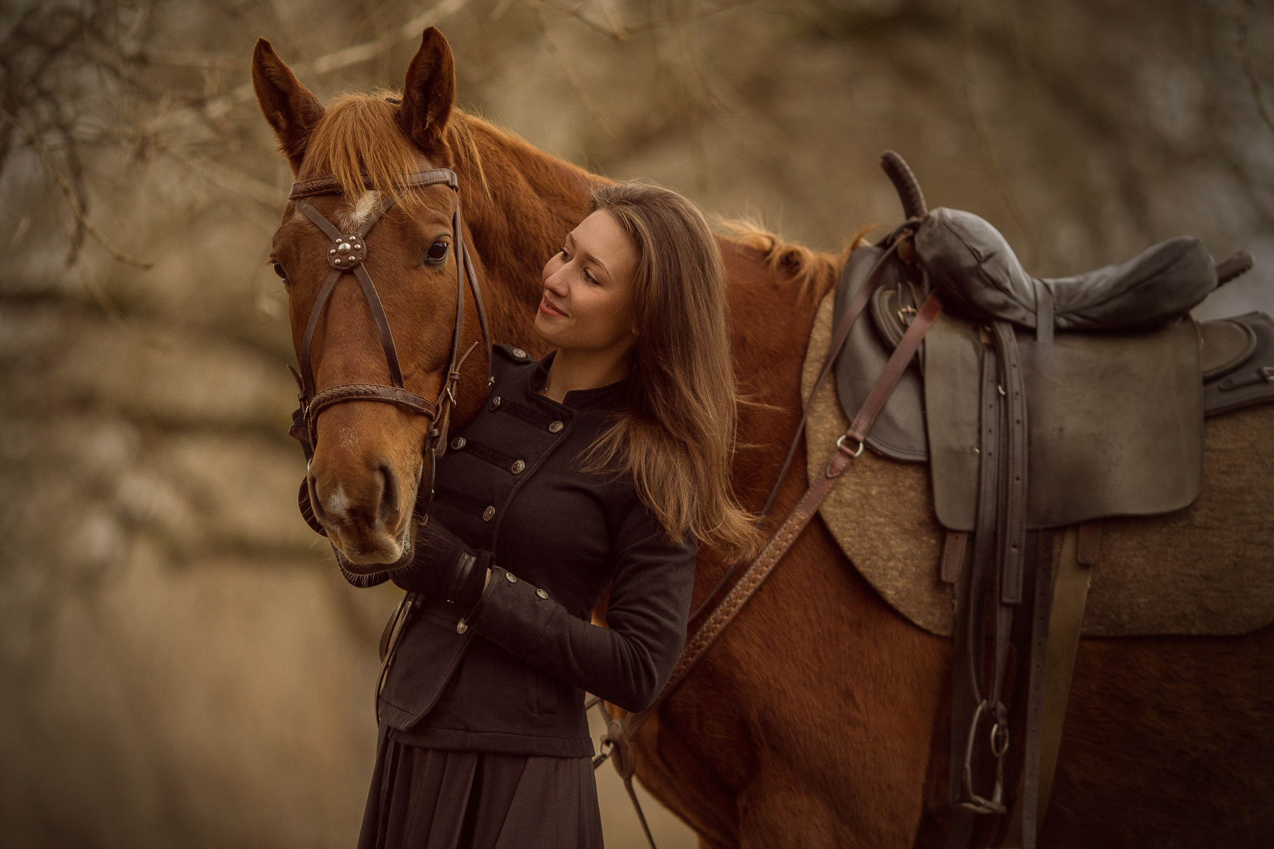 Фотосессия с лошадью поздней осенью
