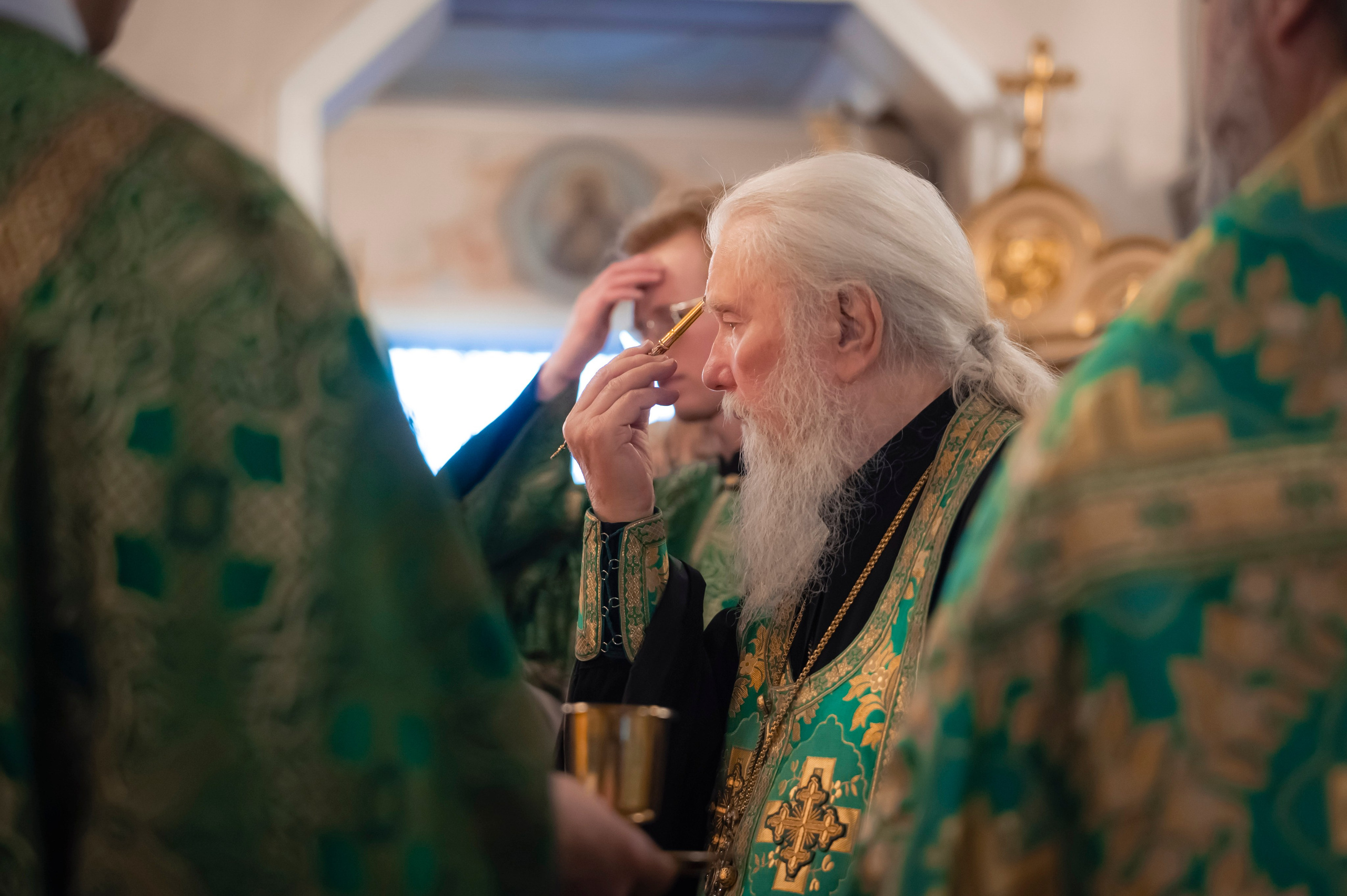 Богородский Храм. Всенощное бдение. Освящение верб. Антон и Татьяна Денисенко — В храме