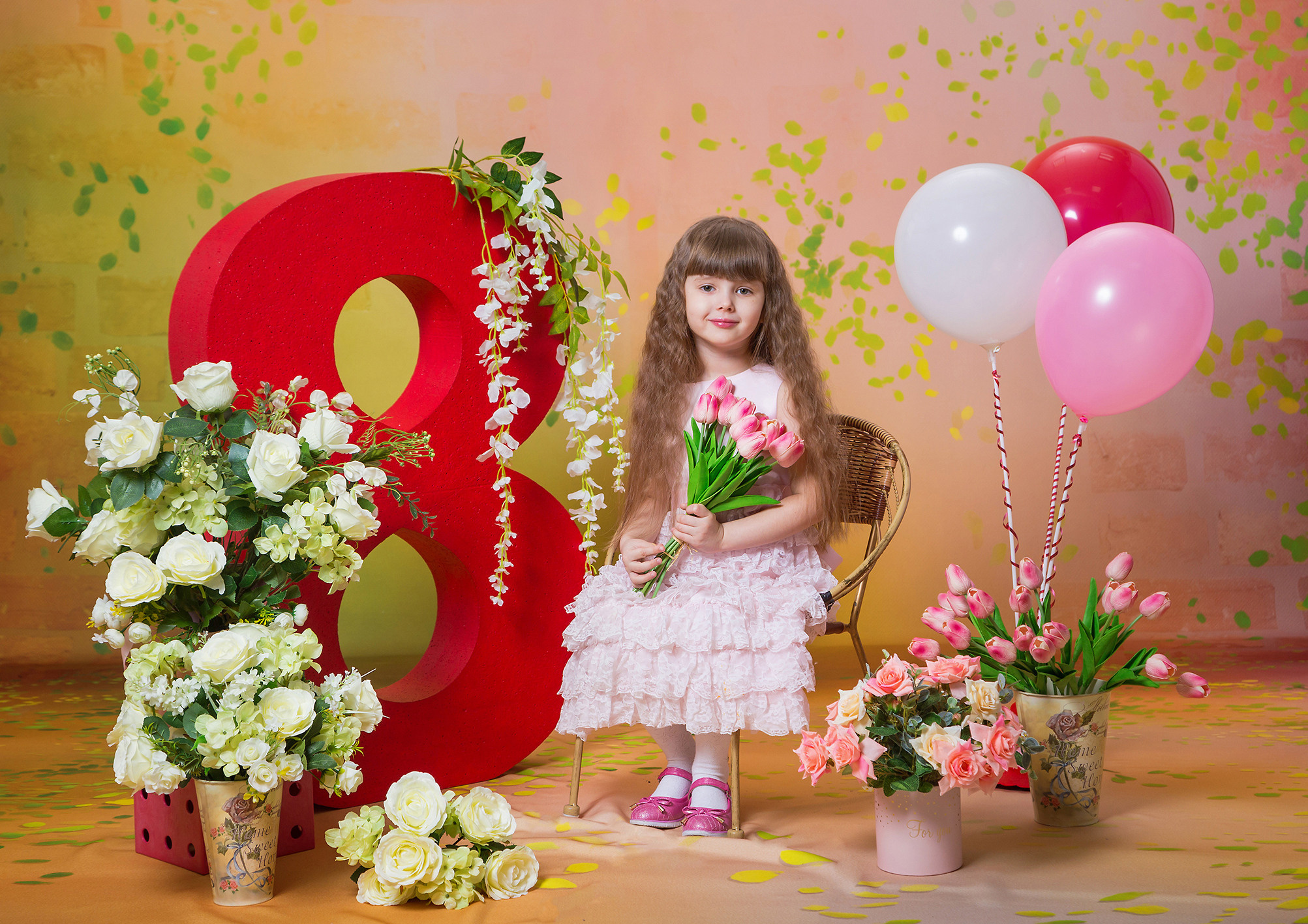 Детская тематическая фотосессия на восьмое марта. 8 марта.