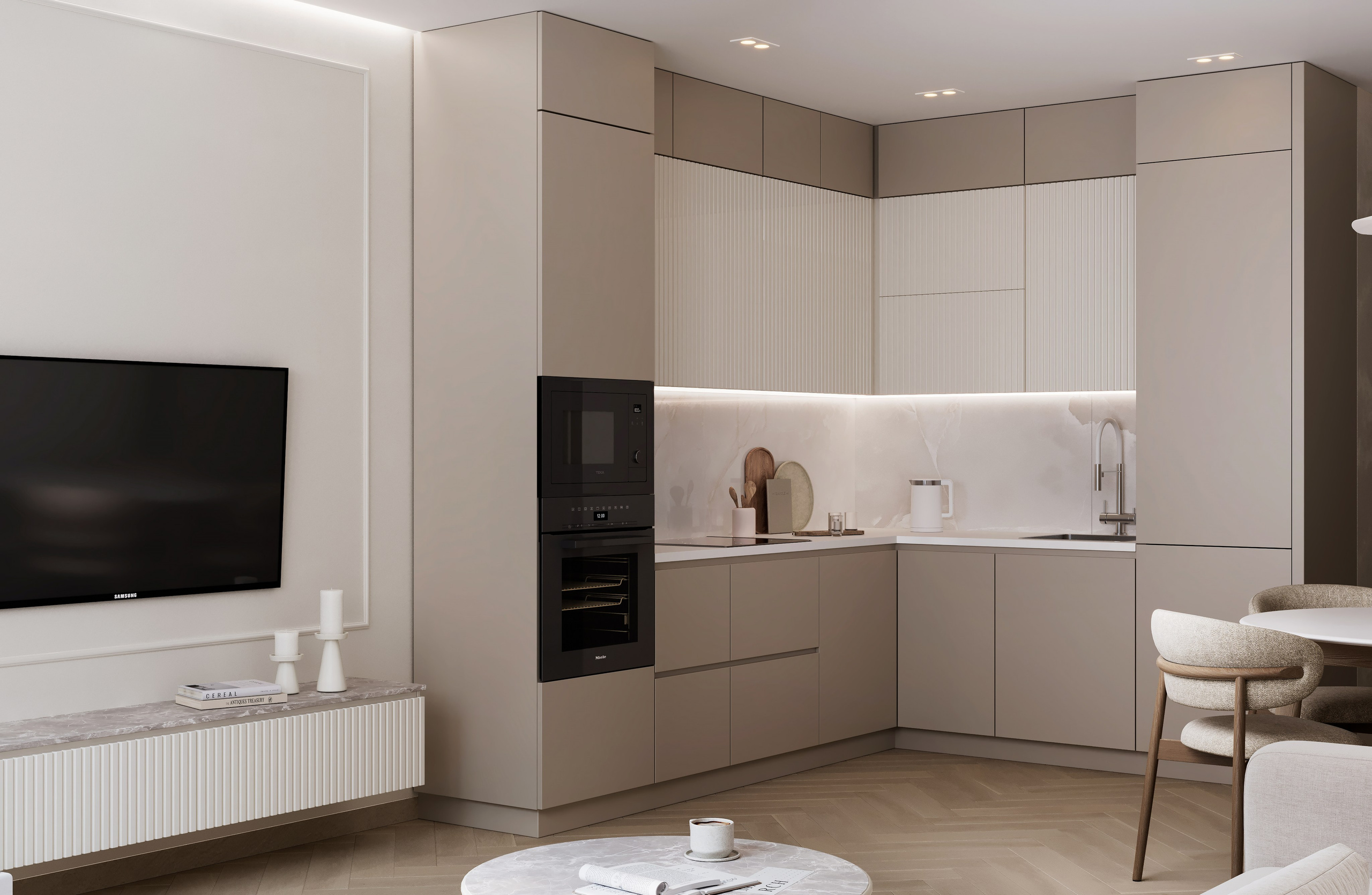 Кухня-гостиная 26 м². Заказать 3d визуализацию интерьеров — Дарья Веденёва