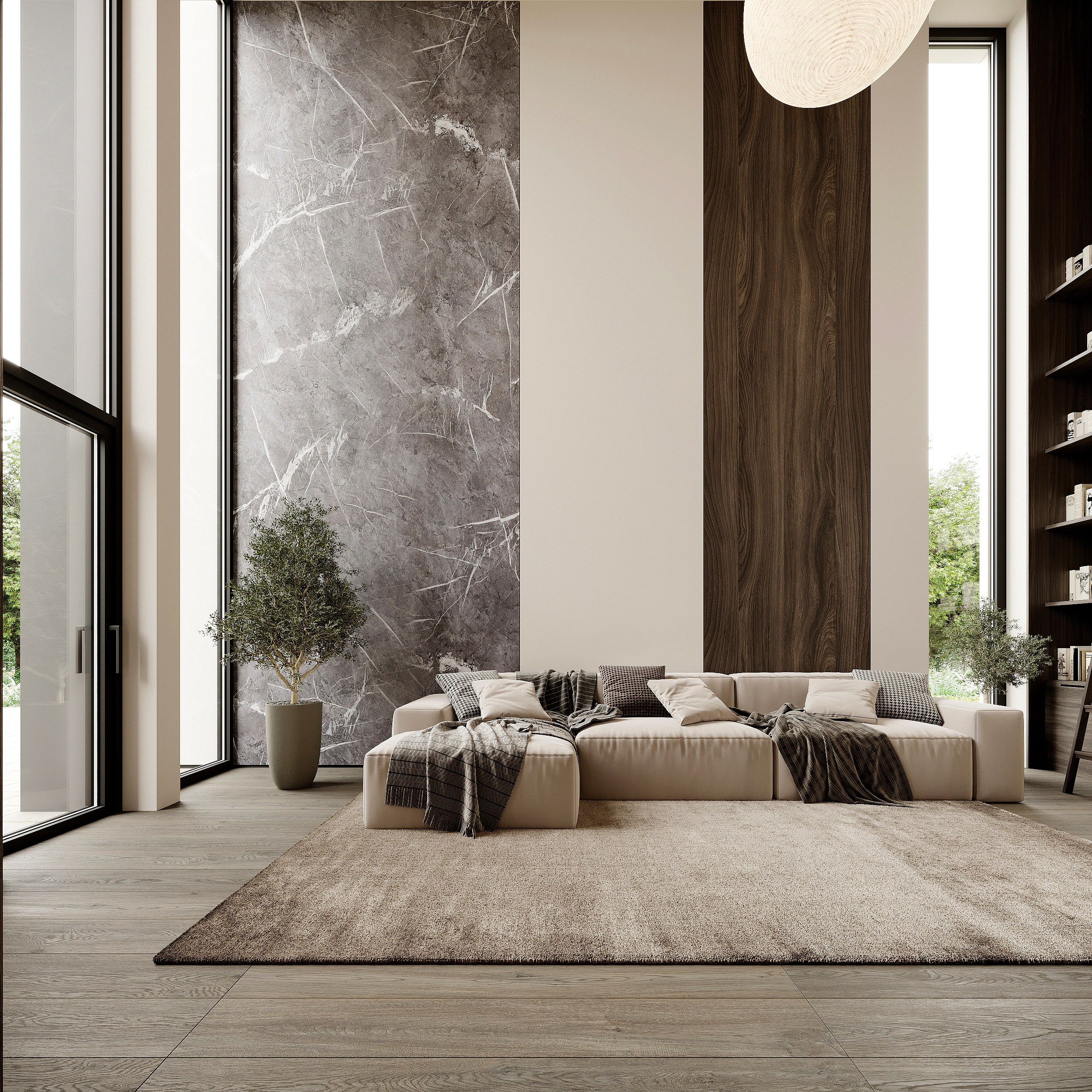 Modern House in Sochi — Full Design Project with Natural Materials. 3D INTERIOR AND ARCHITECTURE VISUALIZATION