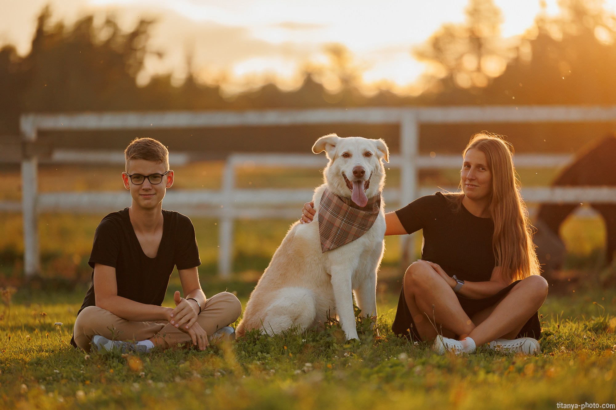 Закатная семейная фотосессия: про Настю и её дружную семью. Фотограф собак, фотограф-анималист Аня Титова (Titanya). Москва