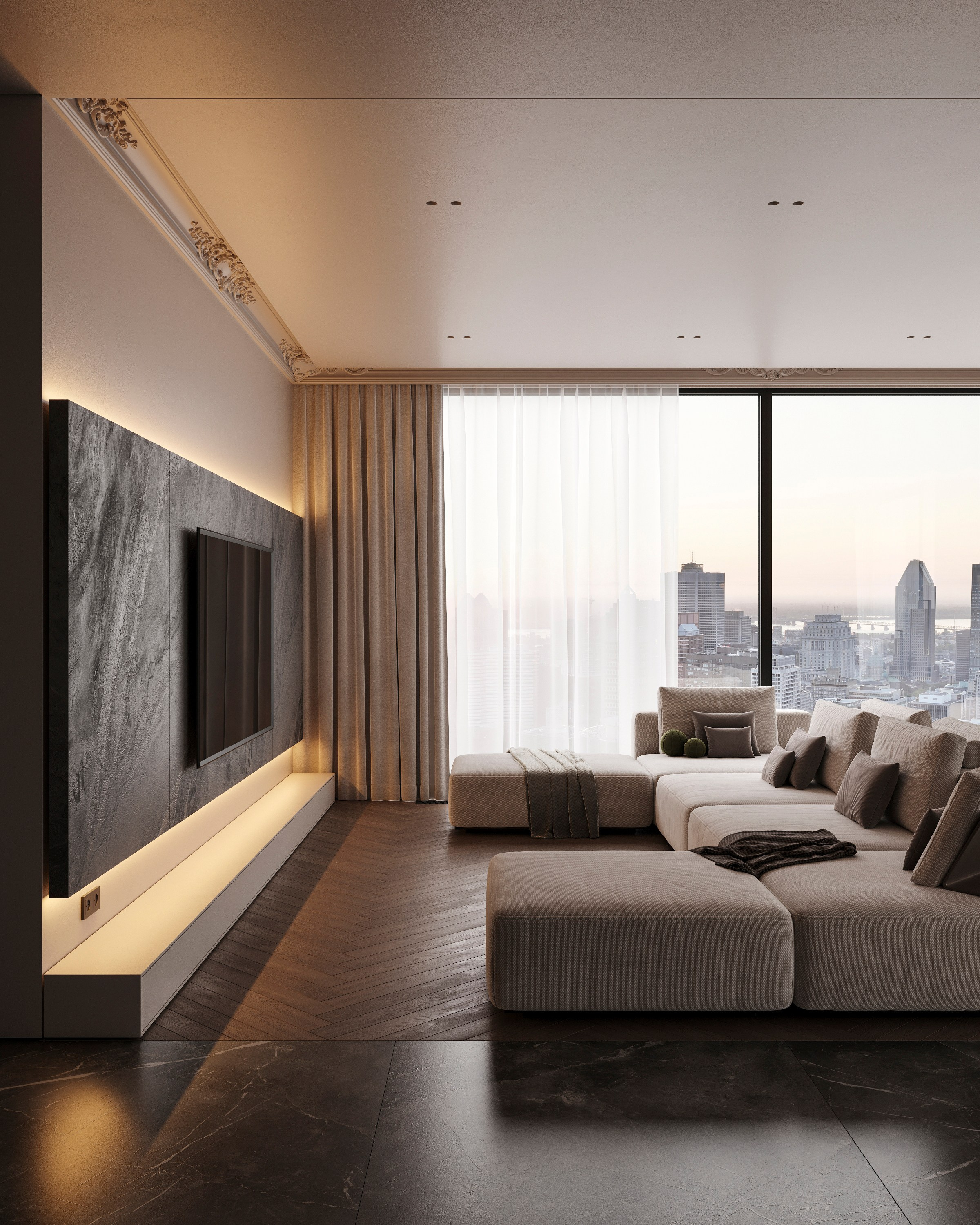 COZY SKYLINE | CONCEPTUAL PROJECT. Interior Visualization by Valerie Stetyukevich