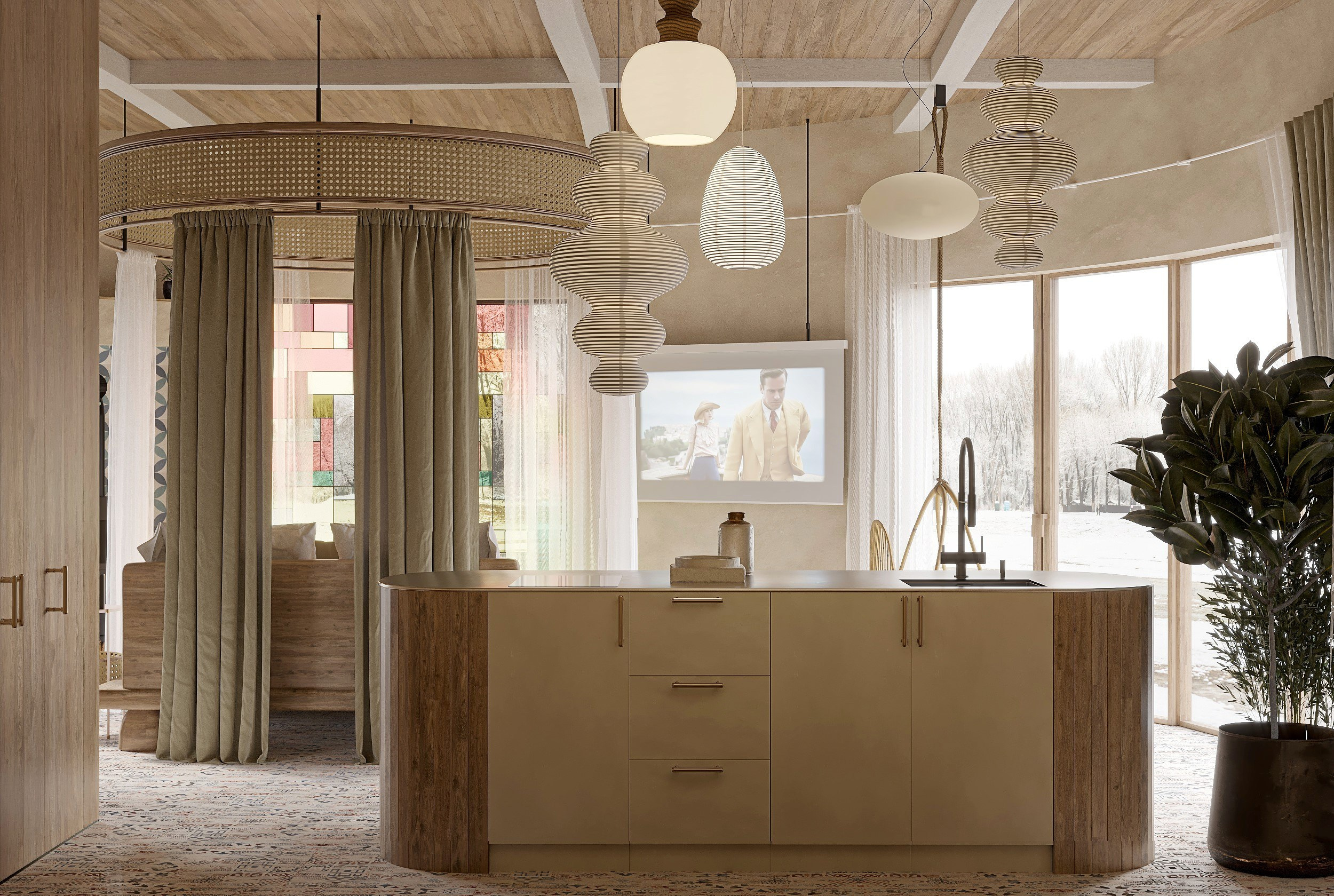 Загородный круглый дом, 55 м². Ксения. 3D‑визуализатор