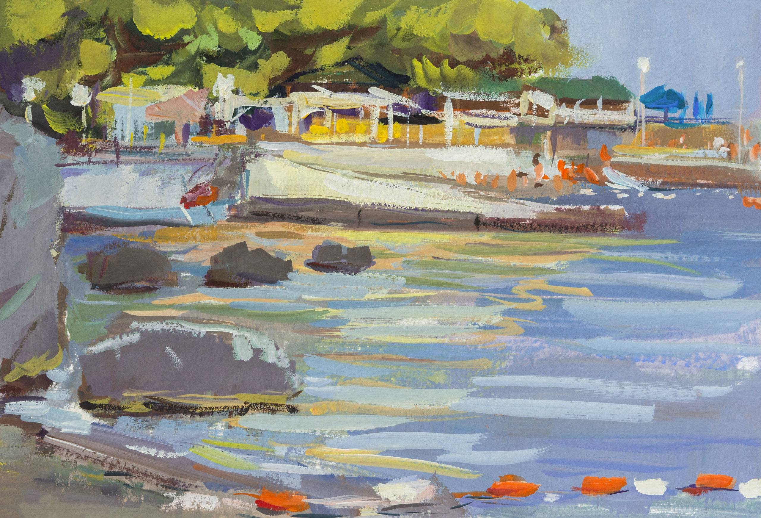 "Этюд. Пляж. Форос" бумага, гуашь 14х20.5см, 2022