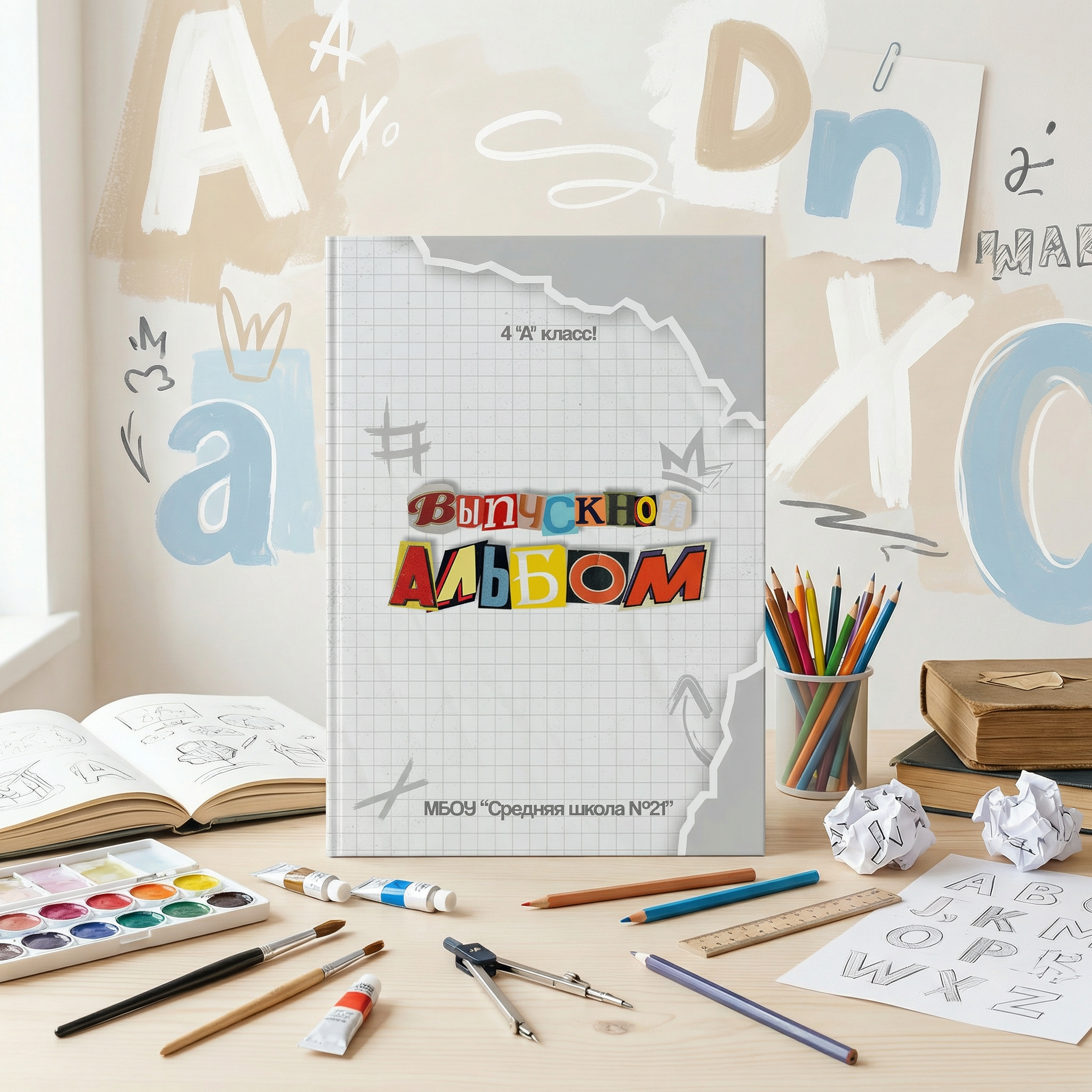 027 Буквы. Дизайны, psd шаблоны школьных и выпускных альбомов и обложек