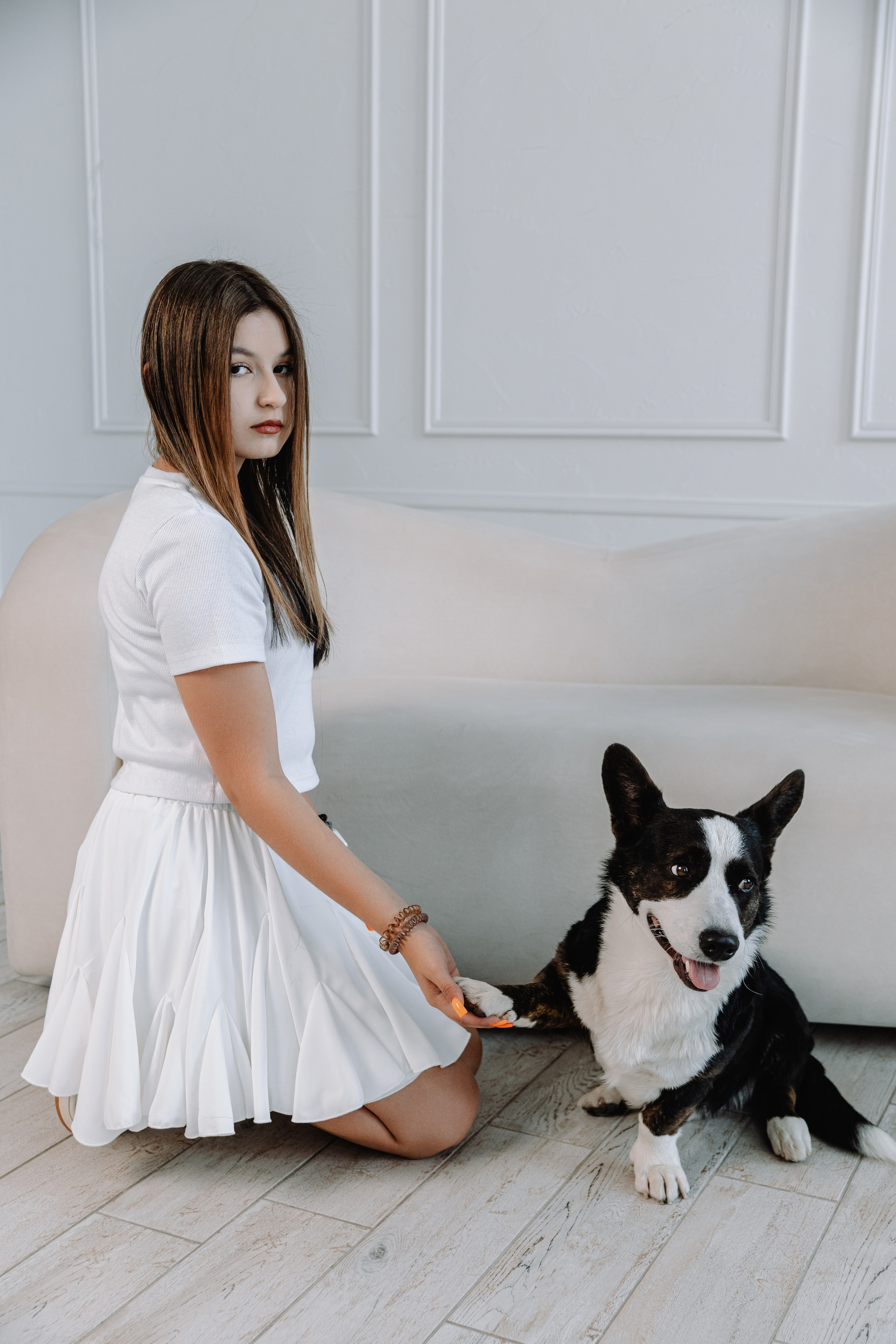 Евгения, Михаил и Дарина и собачка Чарли. Фотограф Воронеж Варвара