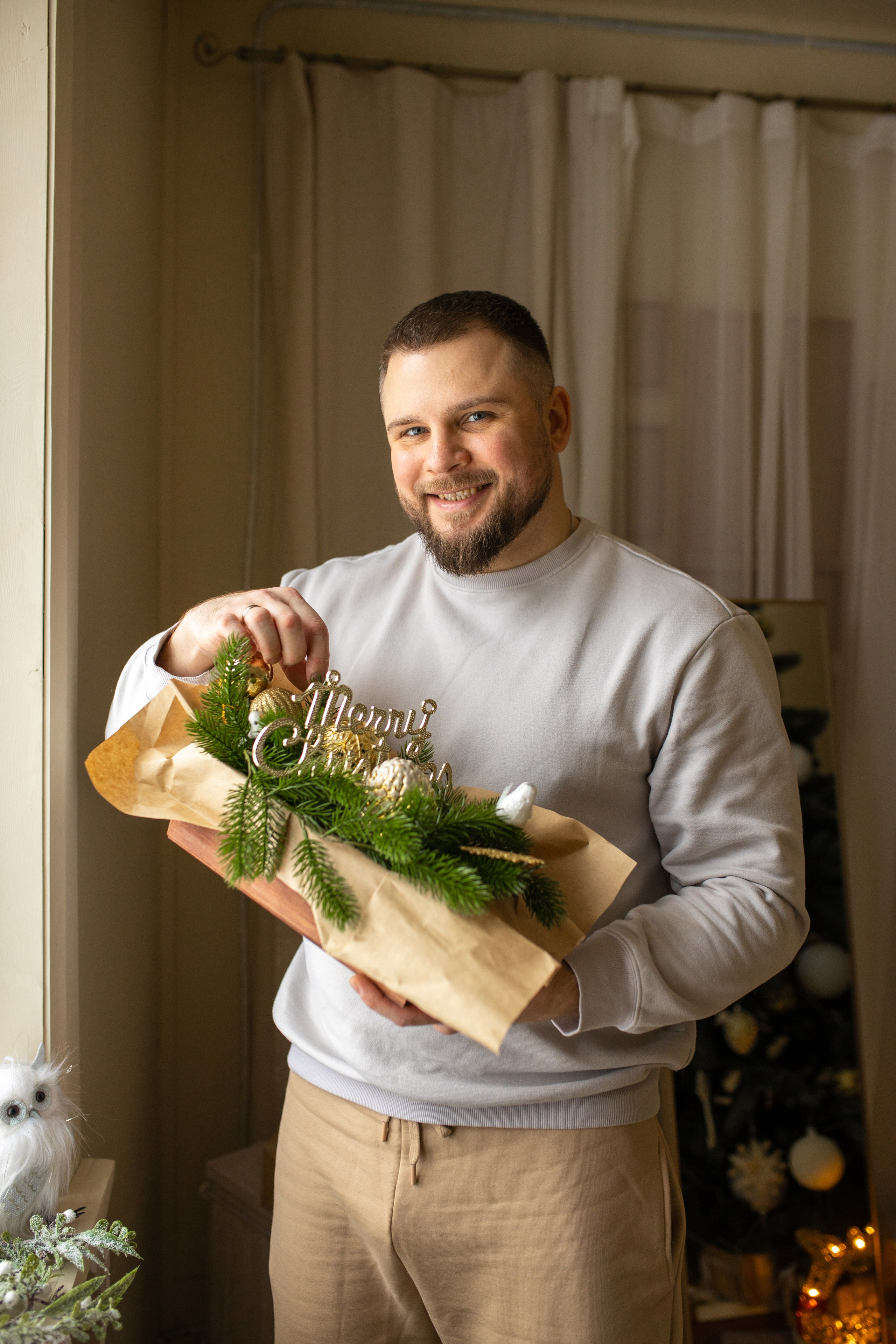 новогодний подарок папе, украшения на новый год, новогодняя коробка