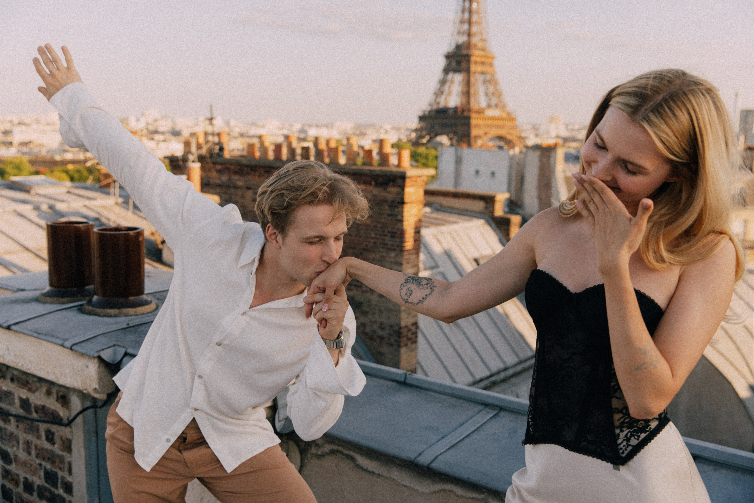 On the rooftops of Paris. Photographer in Paris