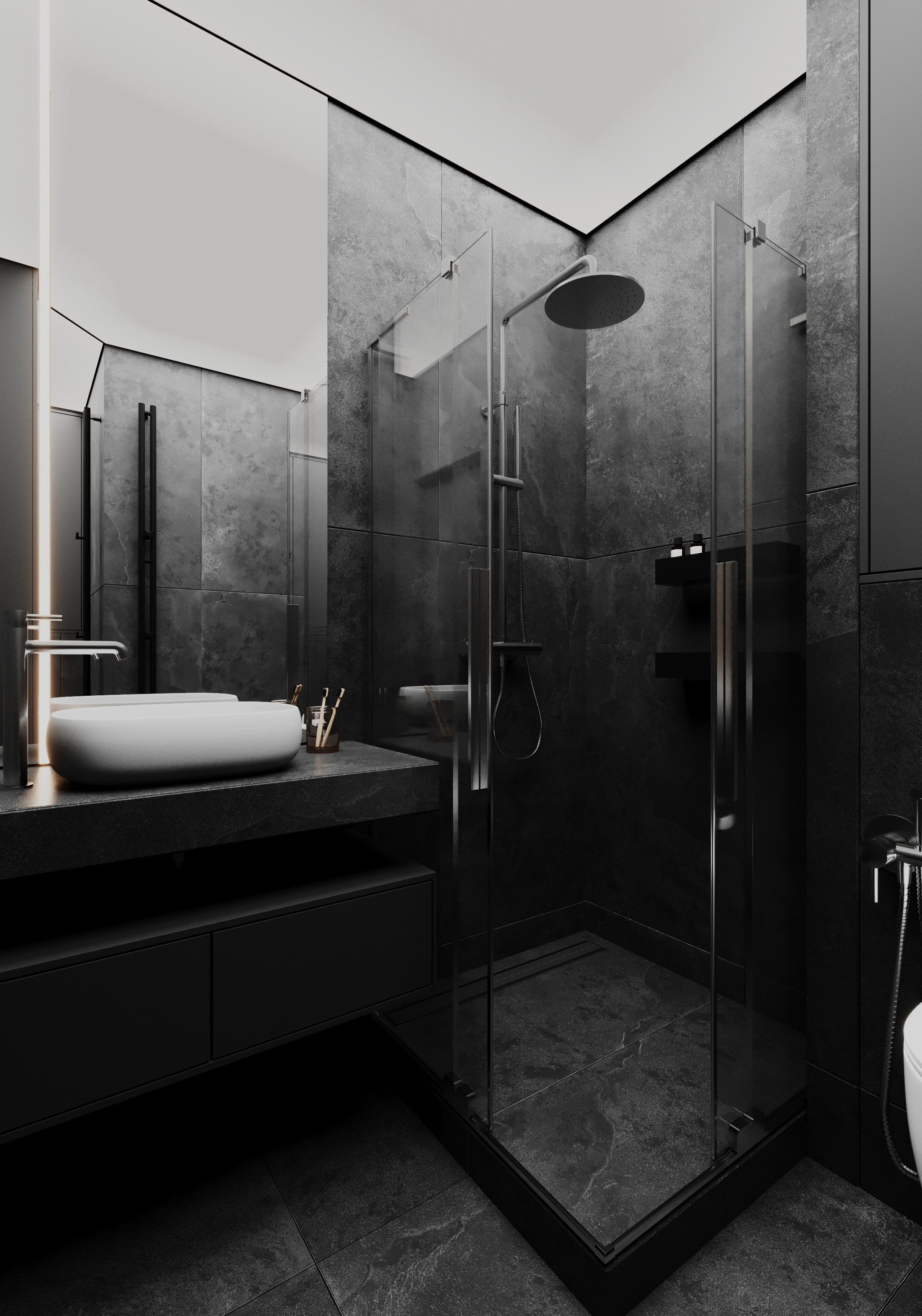 Санузел № 3. Визуализации интерьера