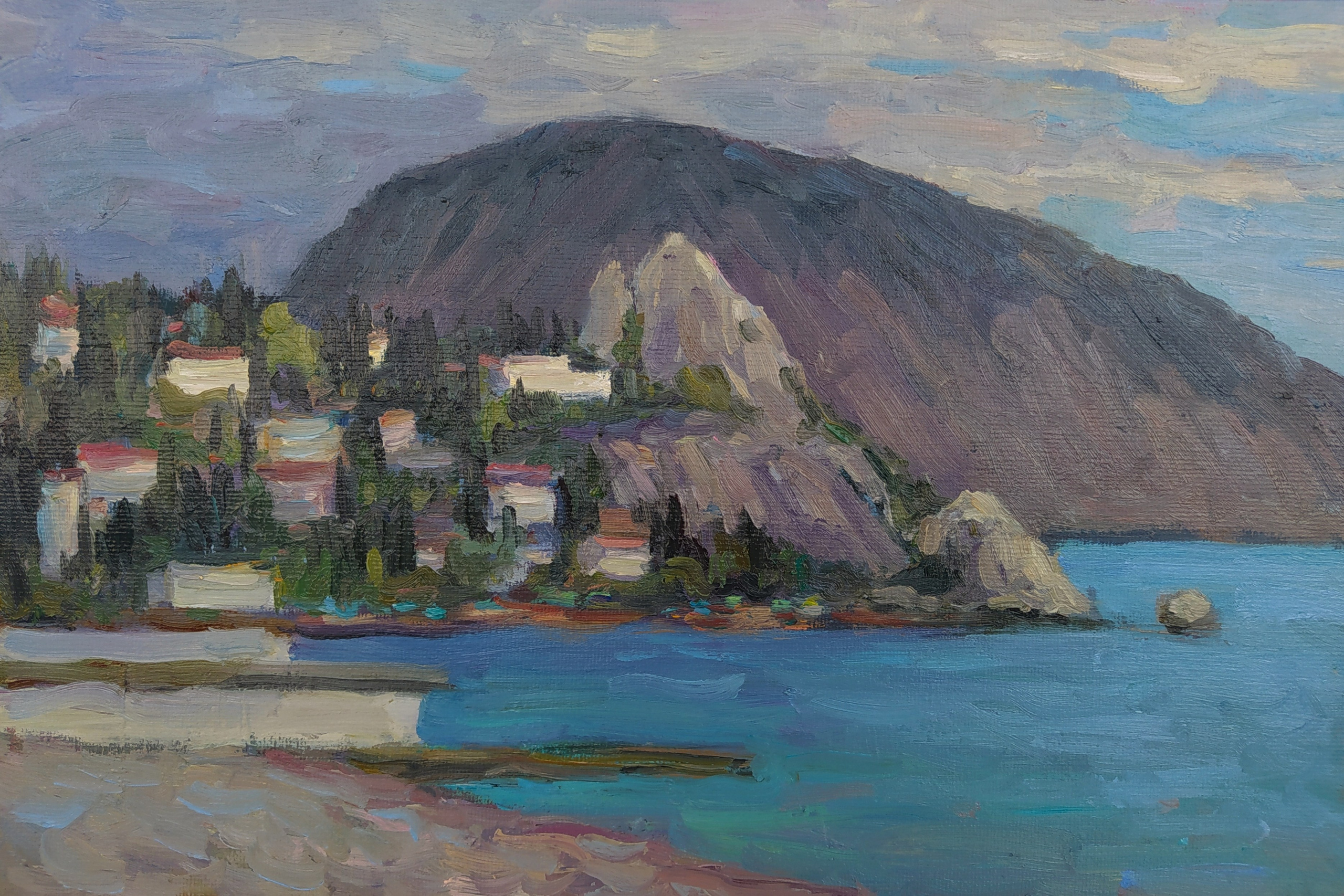 Пейзаж с скалами в Крыму - Крымский пейзаж, картина маслом