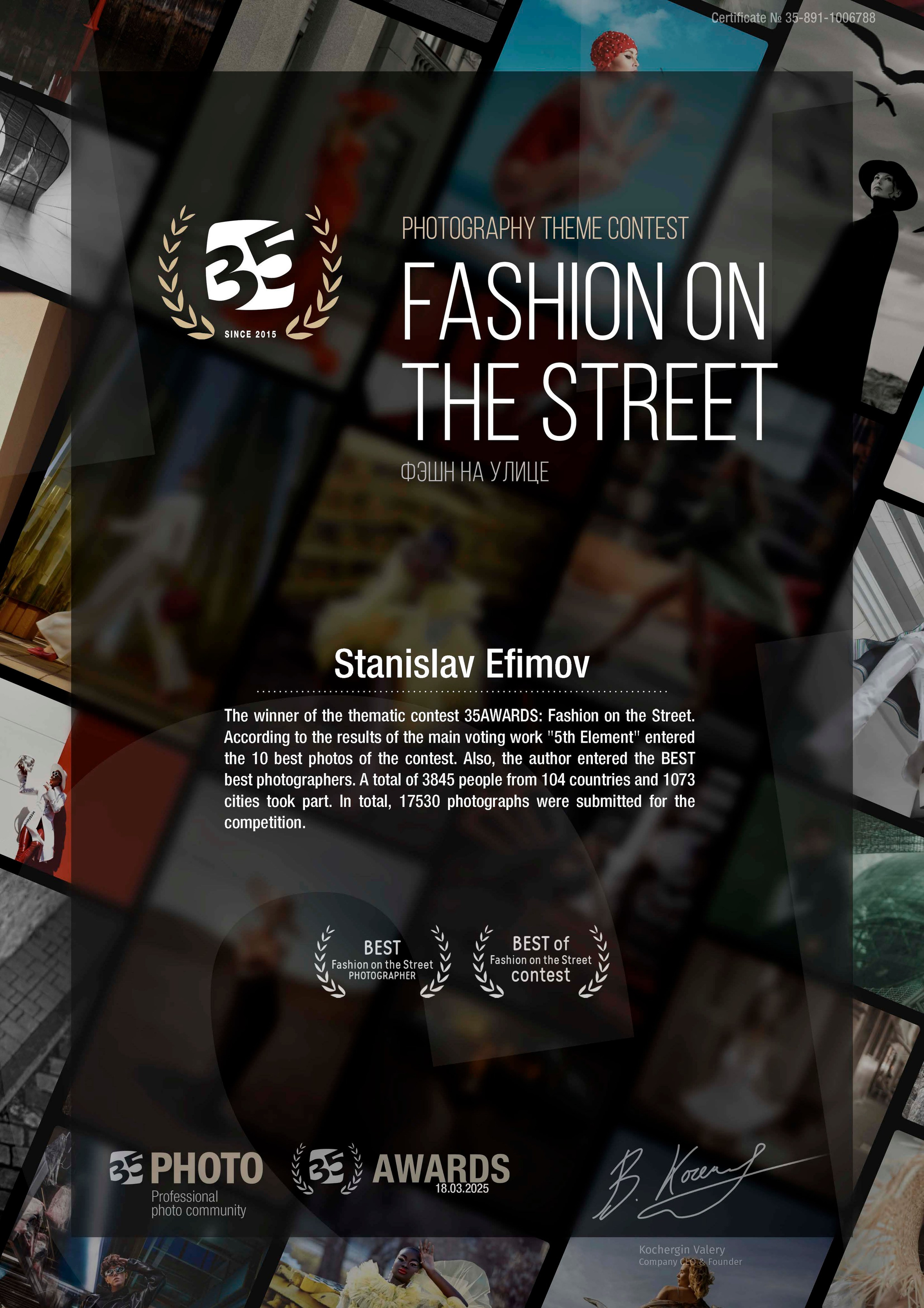 Награды на фотоконкурсах фотографа Ефимова Станислава. Профессиональный фотограф во Владивостоке