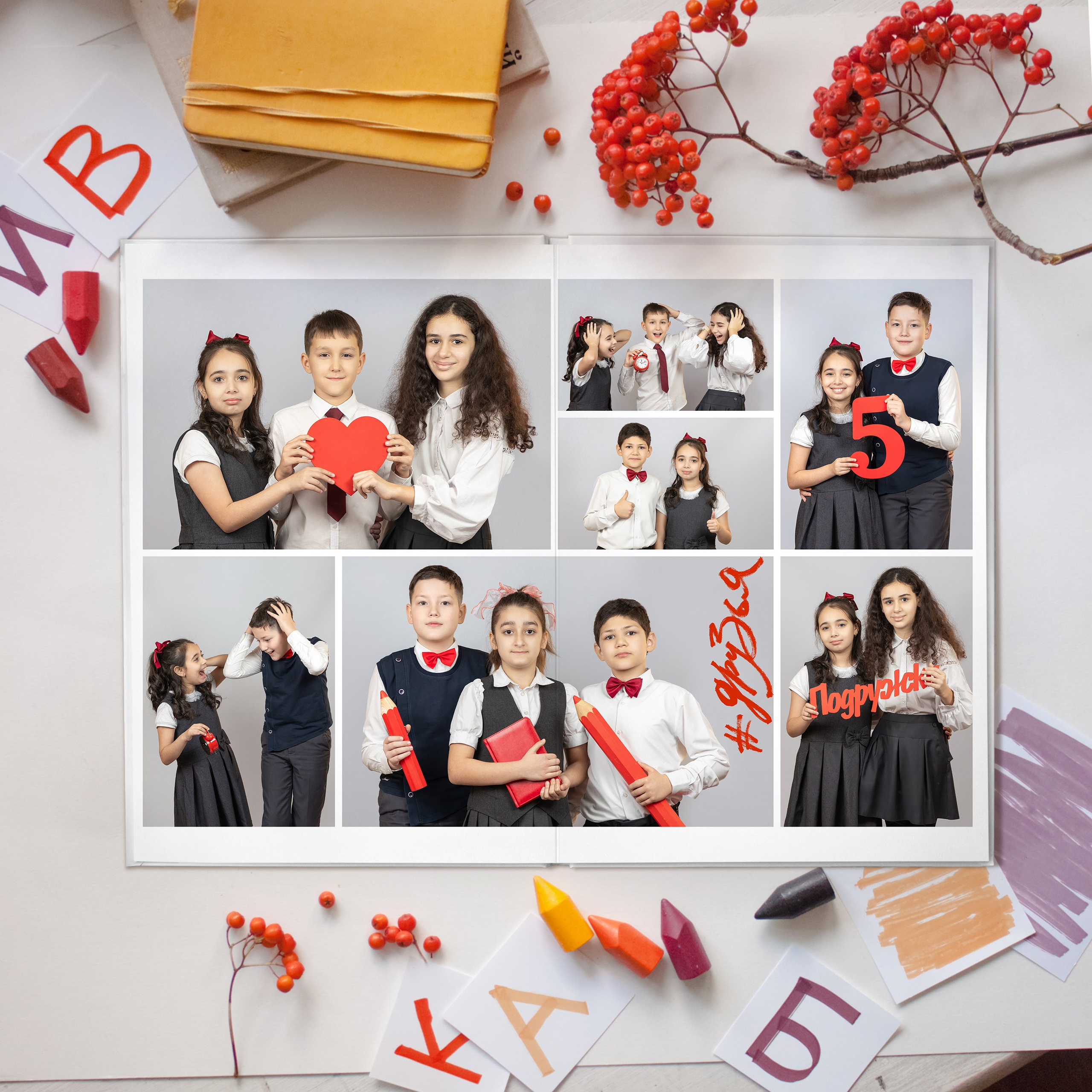 Выпускной альбом на 20страниц дизайн «Стиль. Детский фотограф в Туапсе Инна Гуня