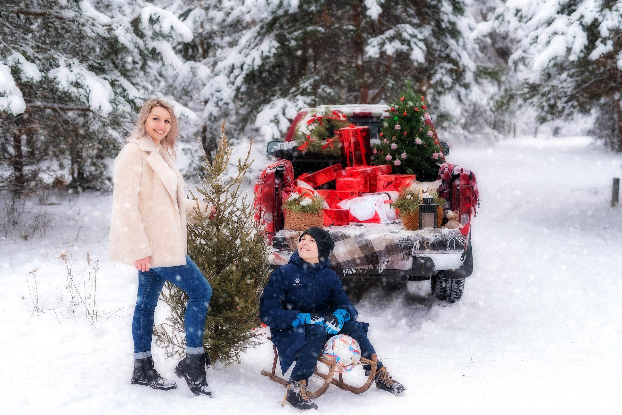 Фотосессия с зимним пикапом. Семейный, детский фотограф в Воронеже Анна Никитина