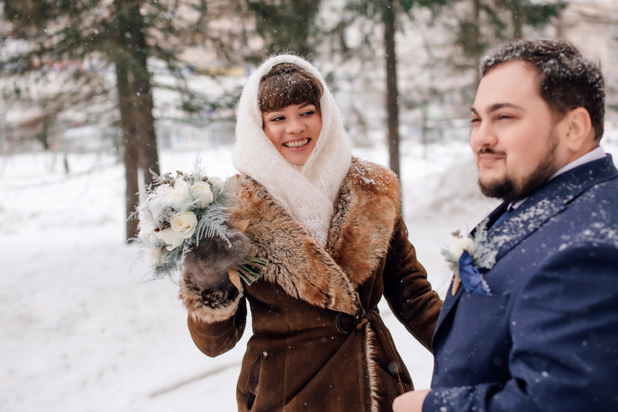Свадебная съемка зимой. Свадебный фотограф в Архангельске и Северодвинске