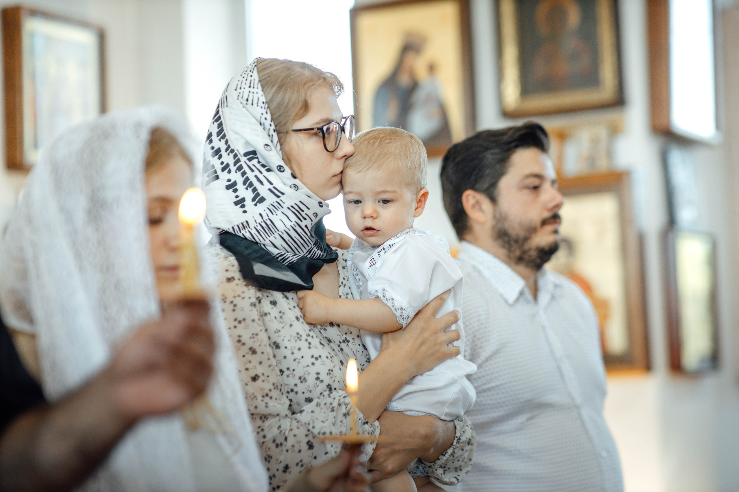 Крещение Энвера (Михаила), д. Колядищи, храм Успения Пр. Богородицы, август 2025