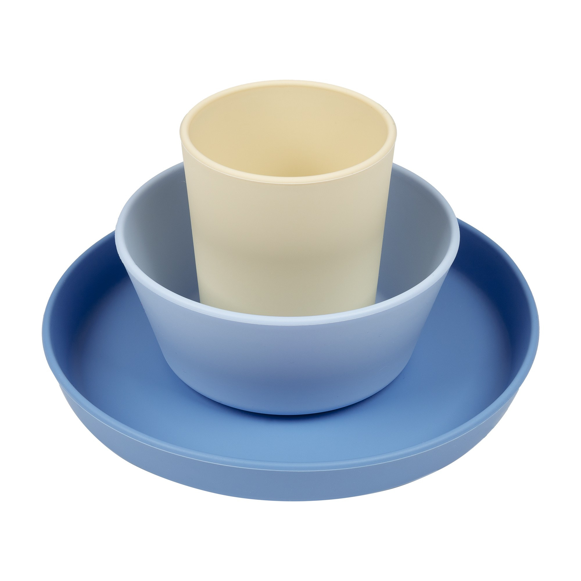 Набор посуды силиконовый голубой, бежевая крукжа