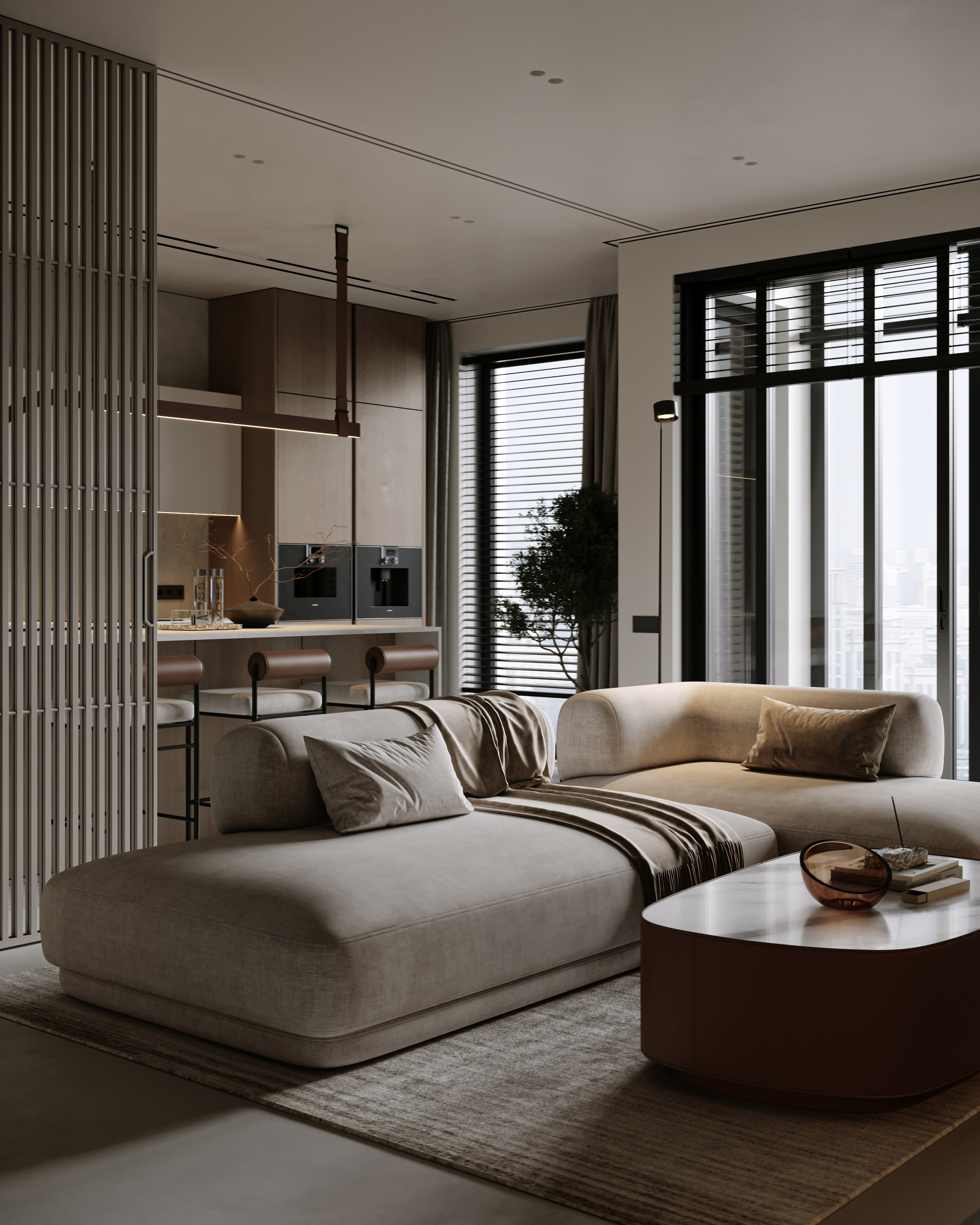 Современная кухня-гостиная