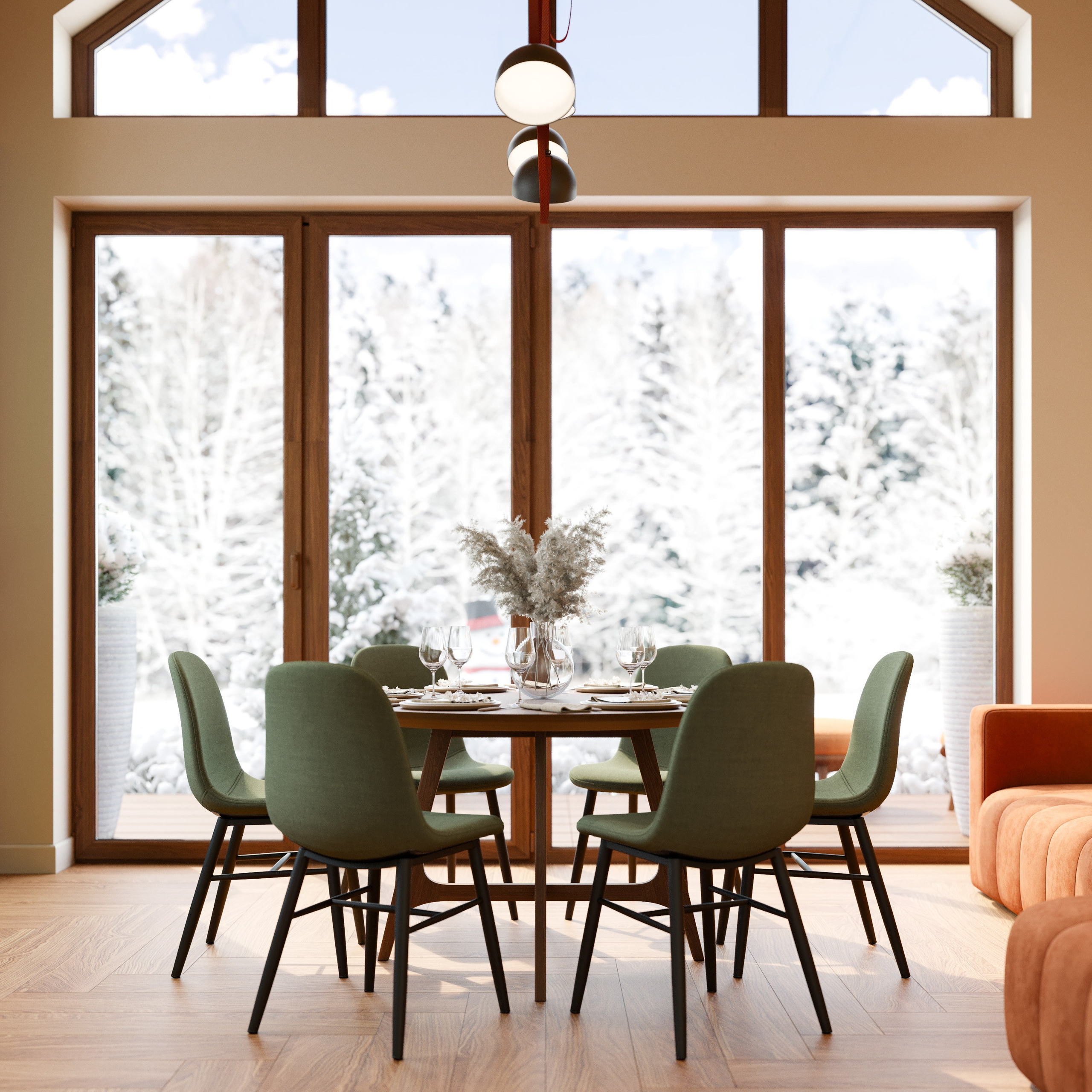 3Д визуализация панорамных окон в бане: остекление от пола до конька крыши