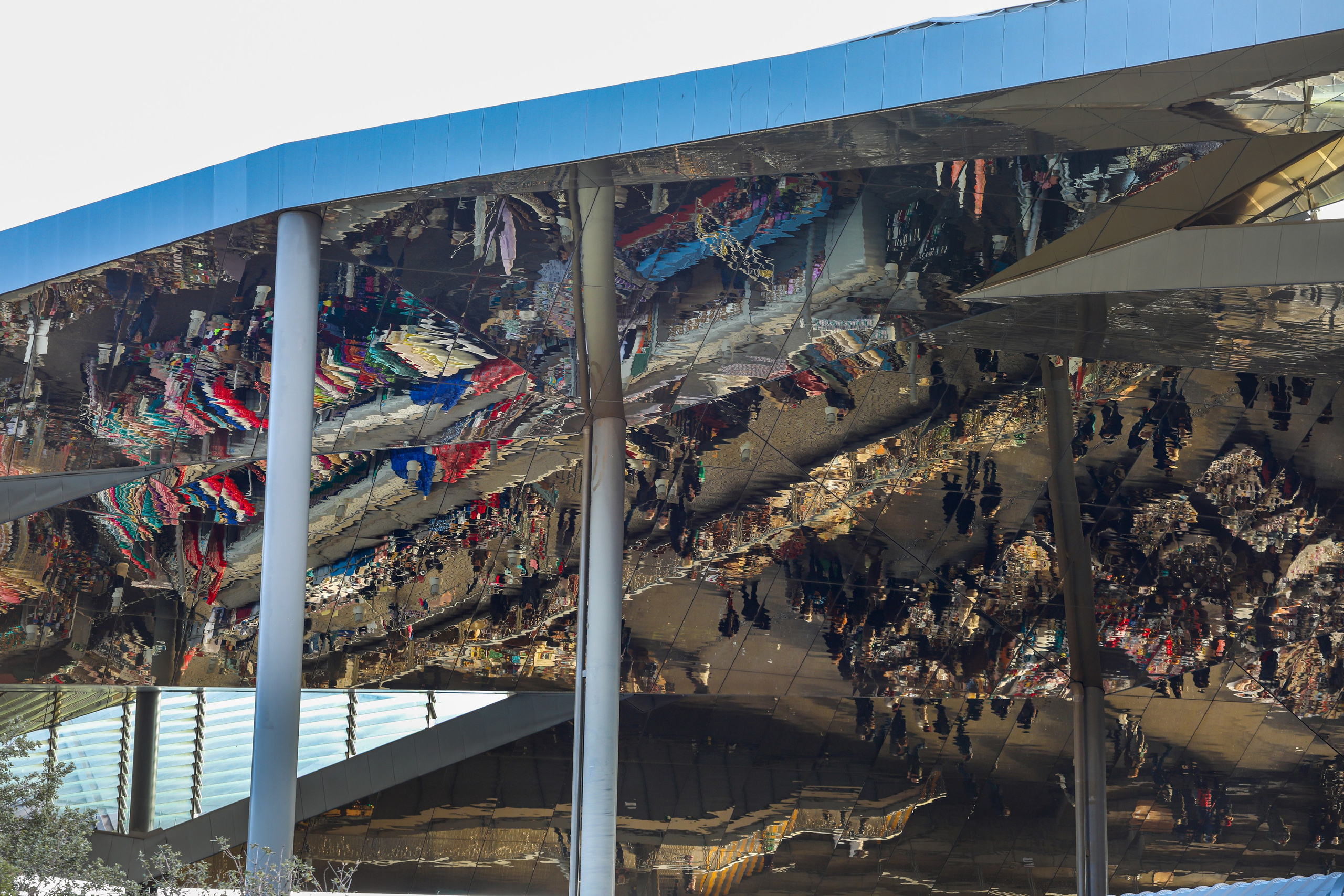 The Mercat dels Encants, Barcelona's famous flea market, with its distinctive mirrored roof , Barcelona, Spain