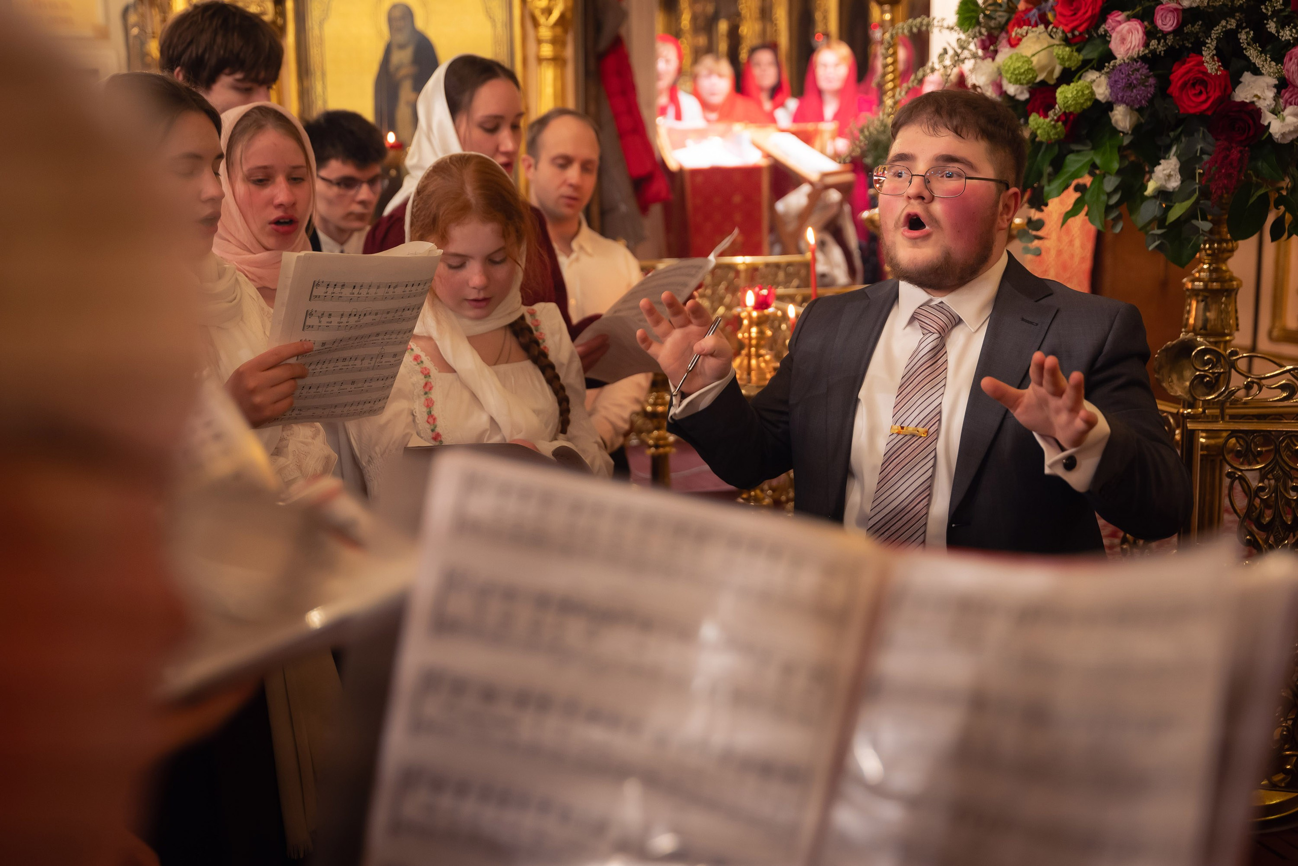Богородский храм. Пасха. Полунощница, Божественная литургия. Антон и Татьяна Денисенко — В храме