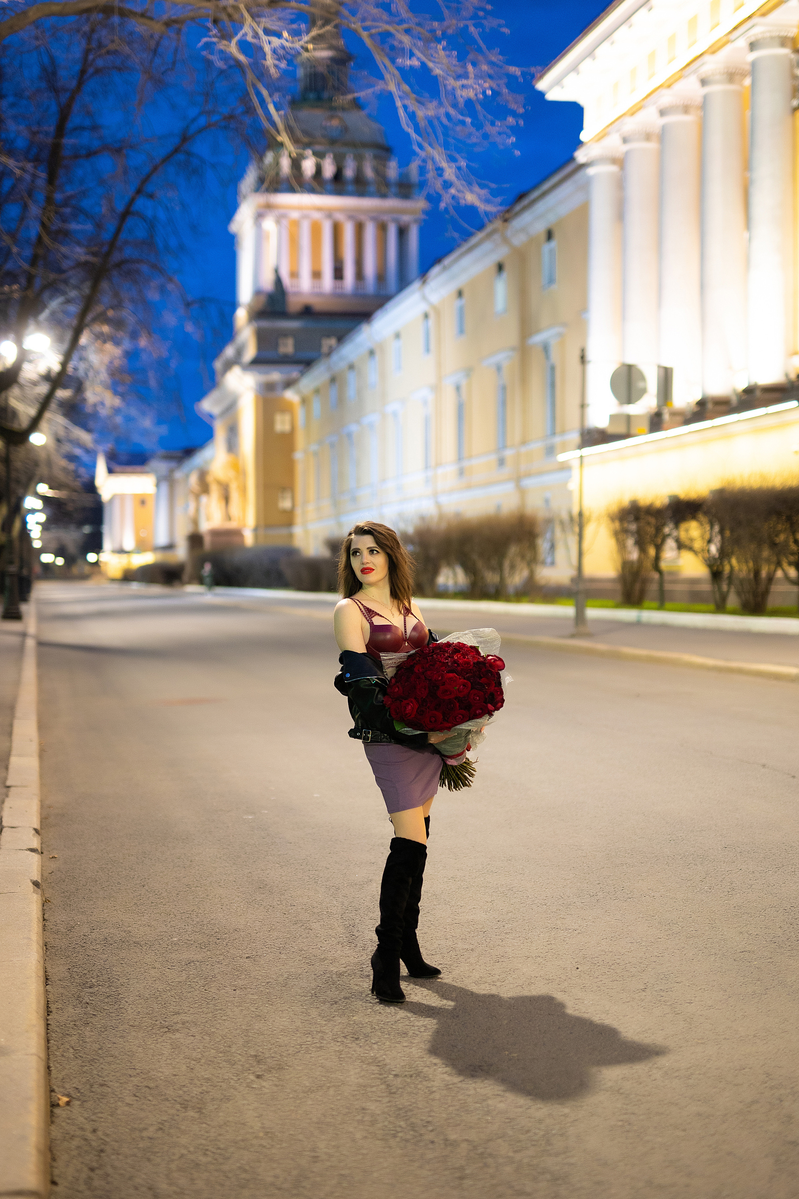 фотосессия у Адмиралтейства ночью