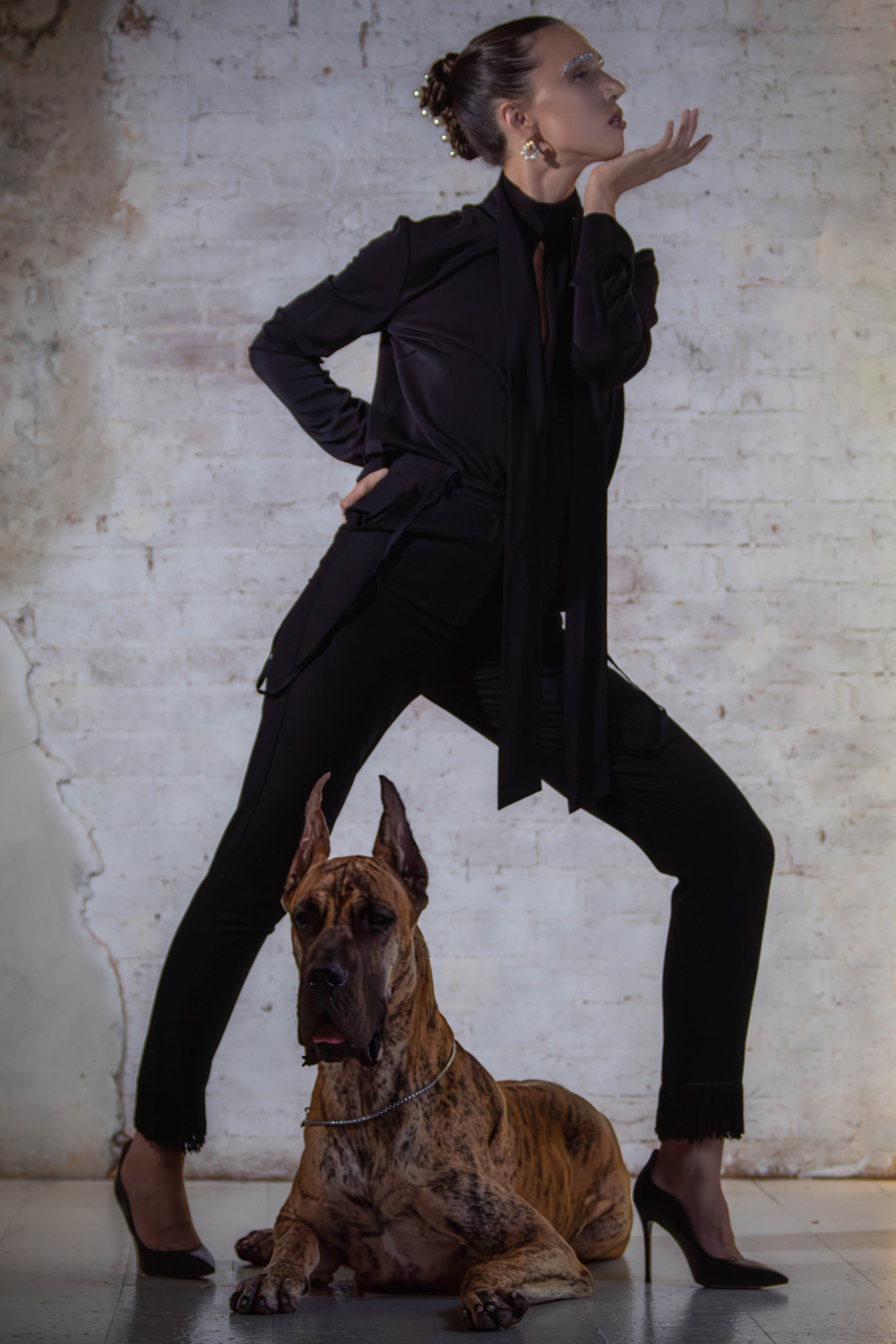 Анна и немецкий дог Honney Highlight. Фотограф анималист — Тула, Москва