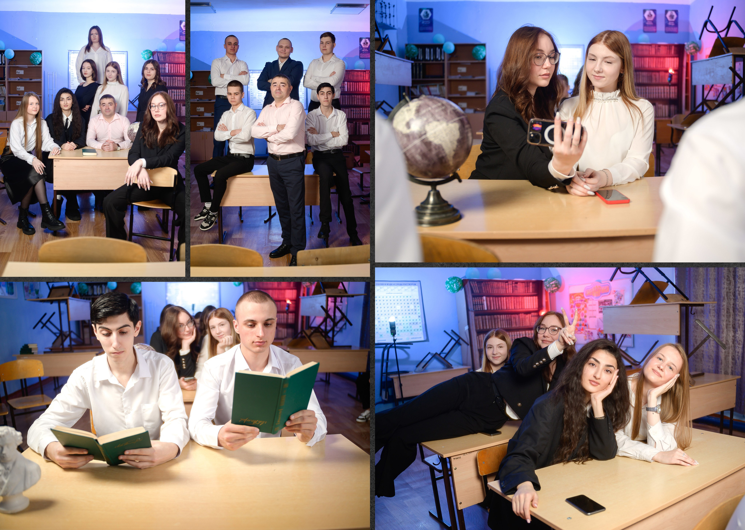 Шестой разворот. Групповые фотографии.