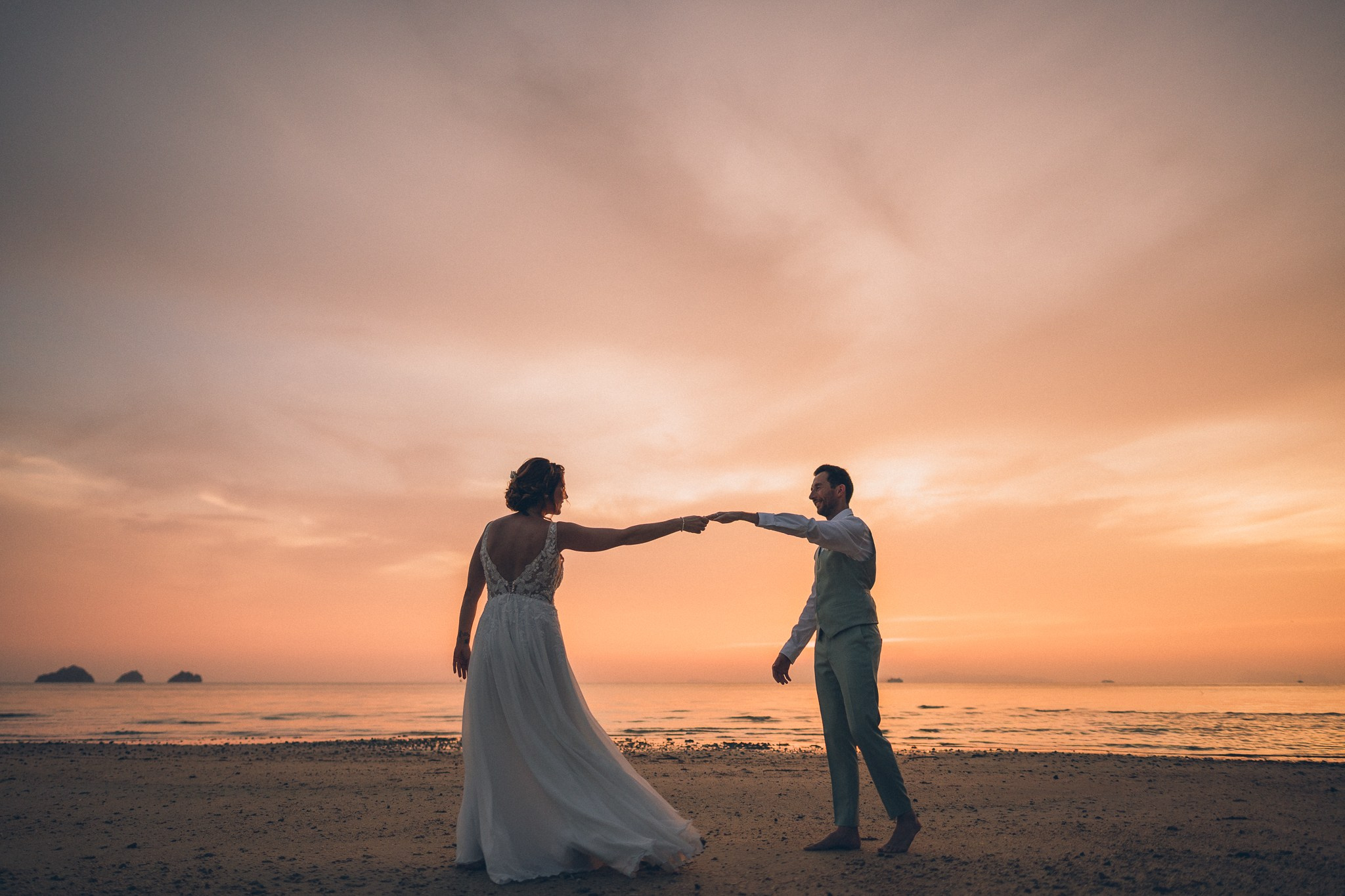 Sunset Beach Wedding with Guests in Koh Samui
